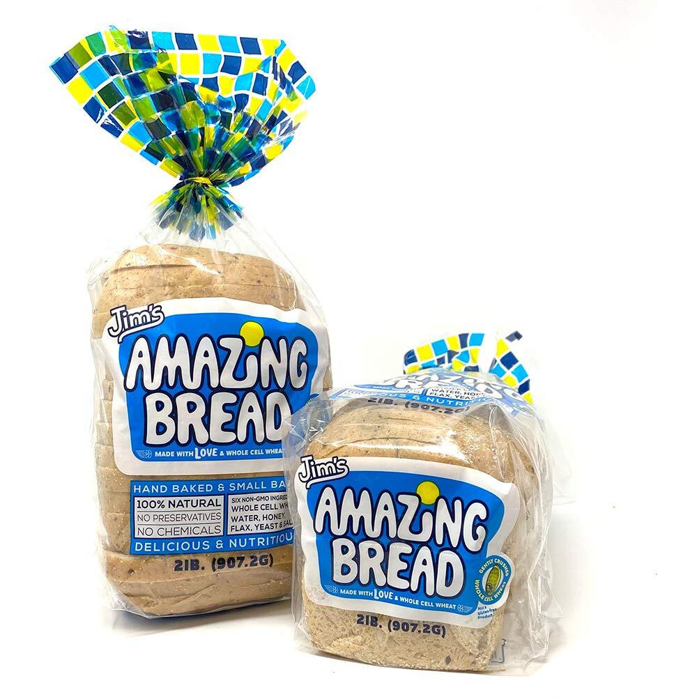 Jim's Amazing Bread / Sliced Whole Cell Wheat Bread 2Lb / Gluten Inactive / 5G Of Fiber/ 6 All-Natural Ingredients / Non-Gmo / Delicious And Healthy (2 Loaves)