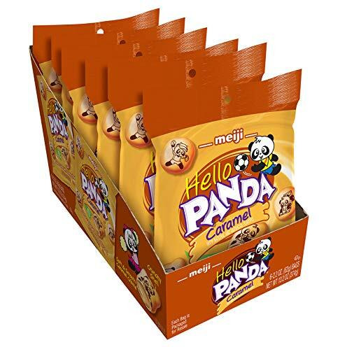 Meiji Hello Panda Cookies, Caramel Crme Filled - 2.2 Oz, Pack Of 6 - Bite Sized Cookies With Fun Panda Sports