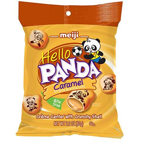 Meiji Hello Panda Cookies, Caramel Crme Filled - 2.2 Oz, Pack Of 6 - Bite Sized Cookies With Fun Panda Sports