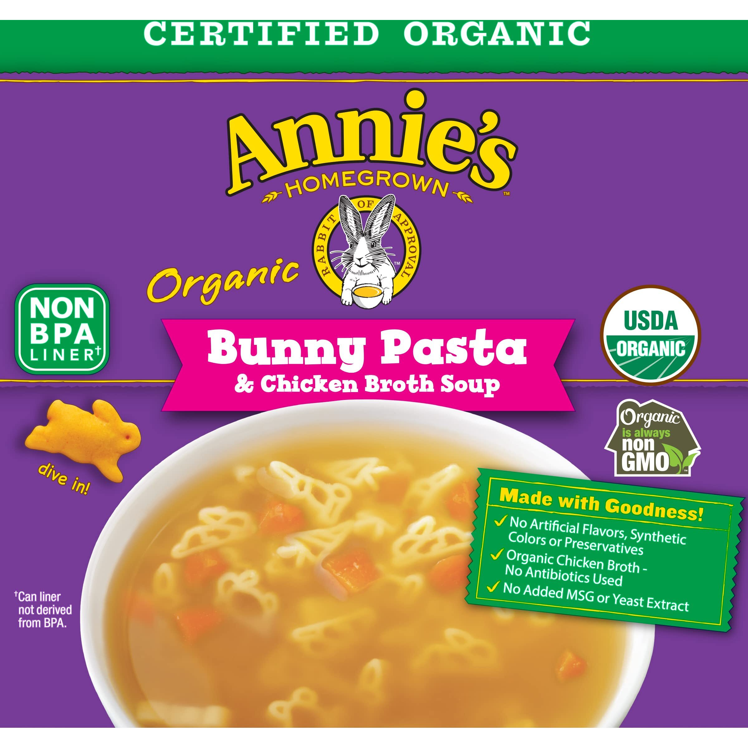 Annie's Organic Bunny Pasta & Chicken Broth Soup, 14 Oz. (Pack Of 8)