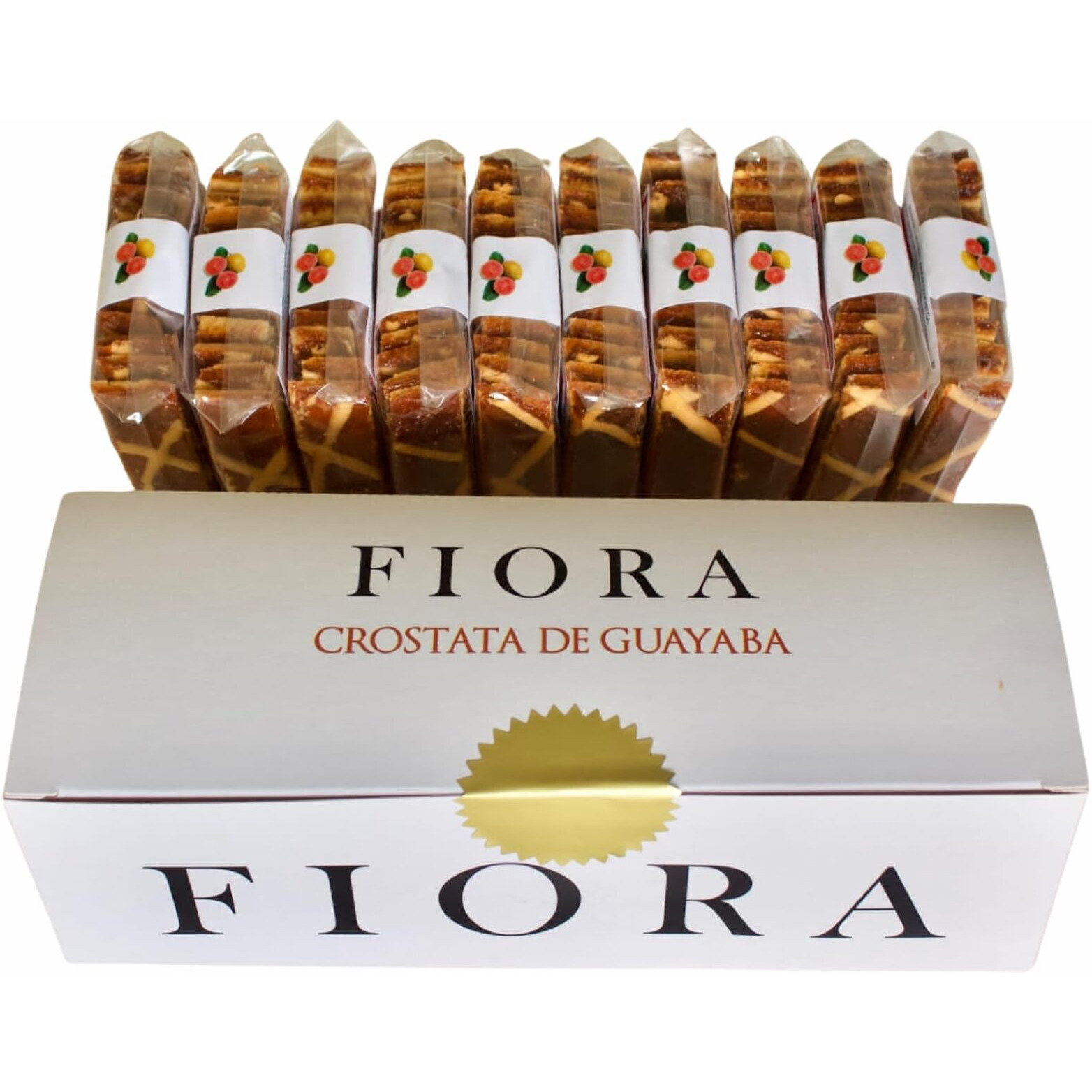 Fiora Crispy Guava Crostata ( Crispy Sweet Pastry Covered With Caribbean Guava Caramel ) 70 G (Box With 10 Individual Packs)