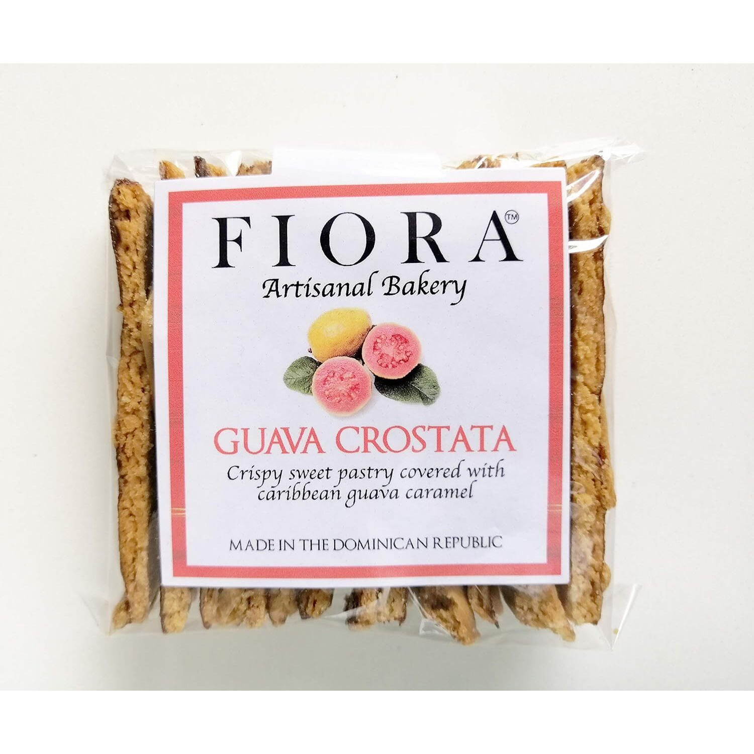 Fiora Crispy Guava Crostata ( Crispy Sweet Pastry Covered With Caribbean Guava Caramel ) 70 G (Box With 10 Individual Packs)