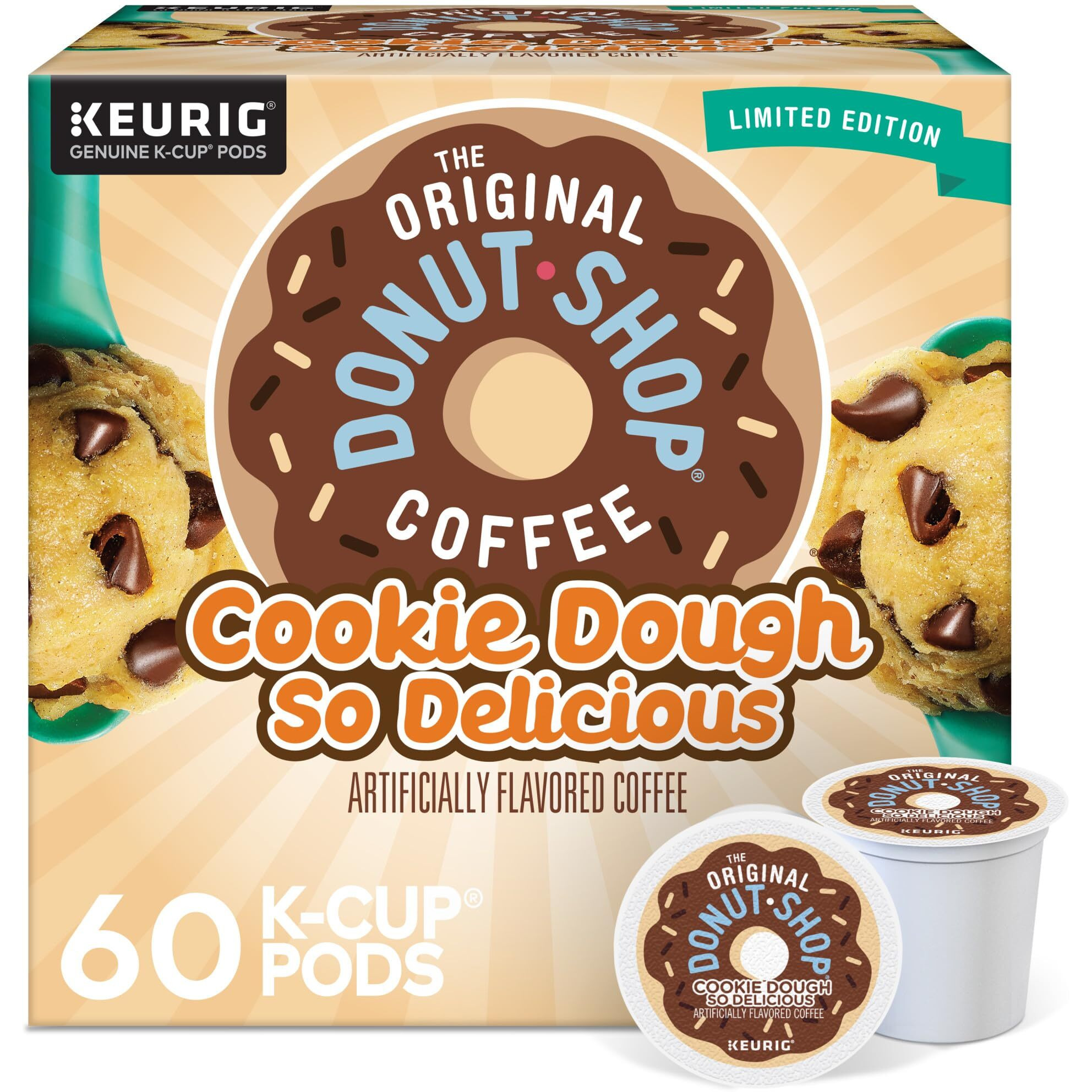 The Original Donut Shop Cookie Dough So Delicious Coffee, Single-Serve Keurig K-Cup Pods, 60 Count