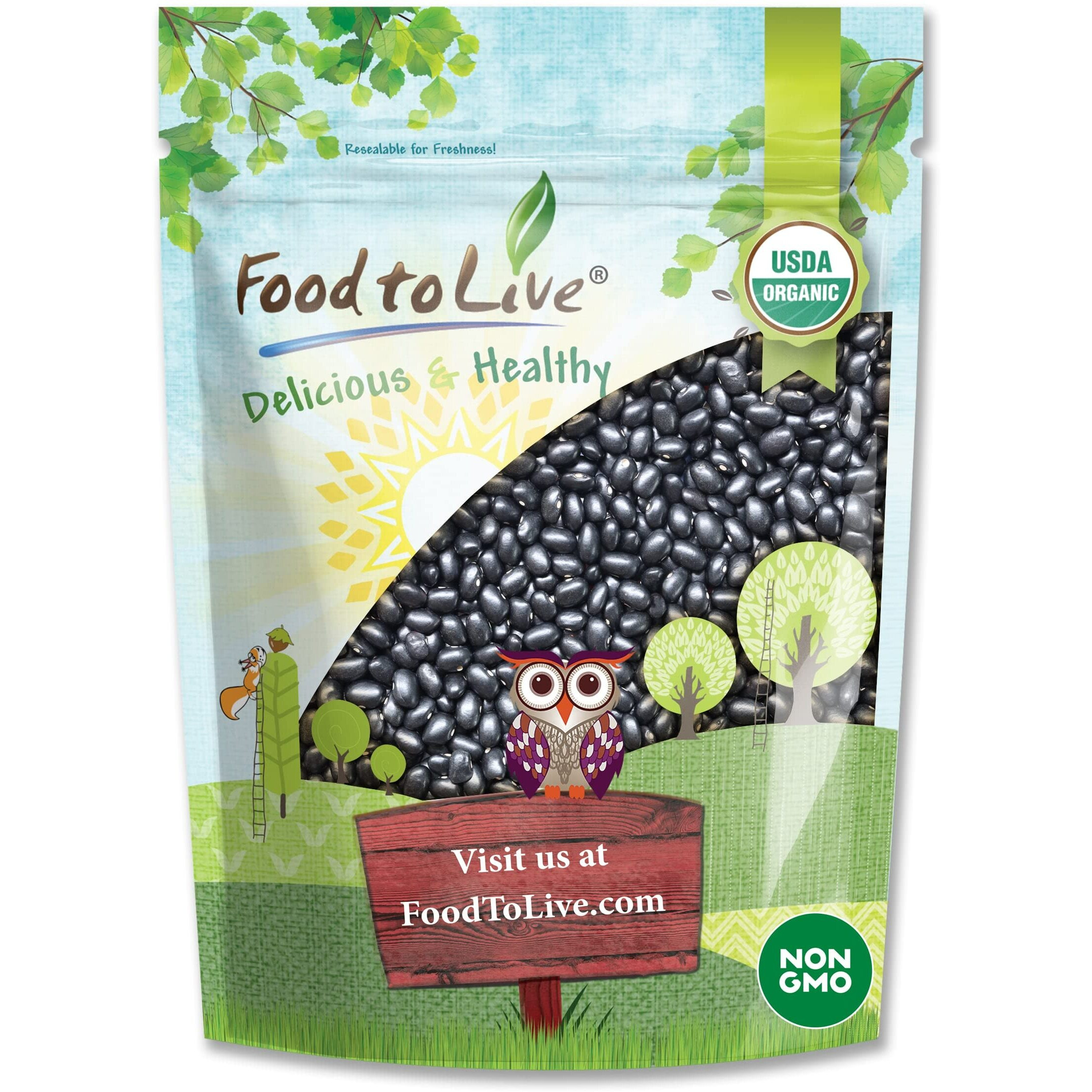 Food To Live - Organic Black Beans, 5 Pounds Non-Gmo, Whole Dried Beans, Sproutable, Vegan, Kosher, Bulk. Great Source Of Plant Based Protein, Fiber. Great For Bean Soup, Salads, Chili.
