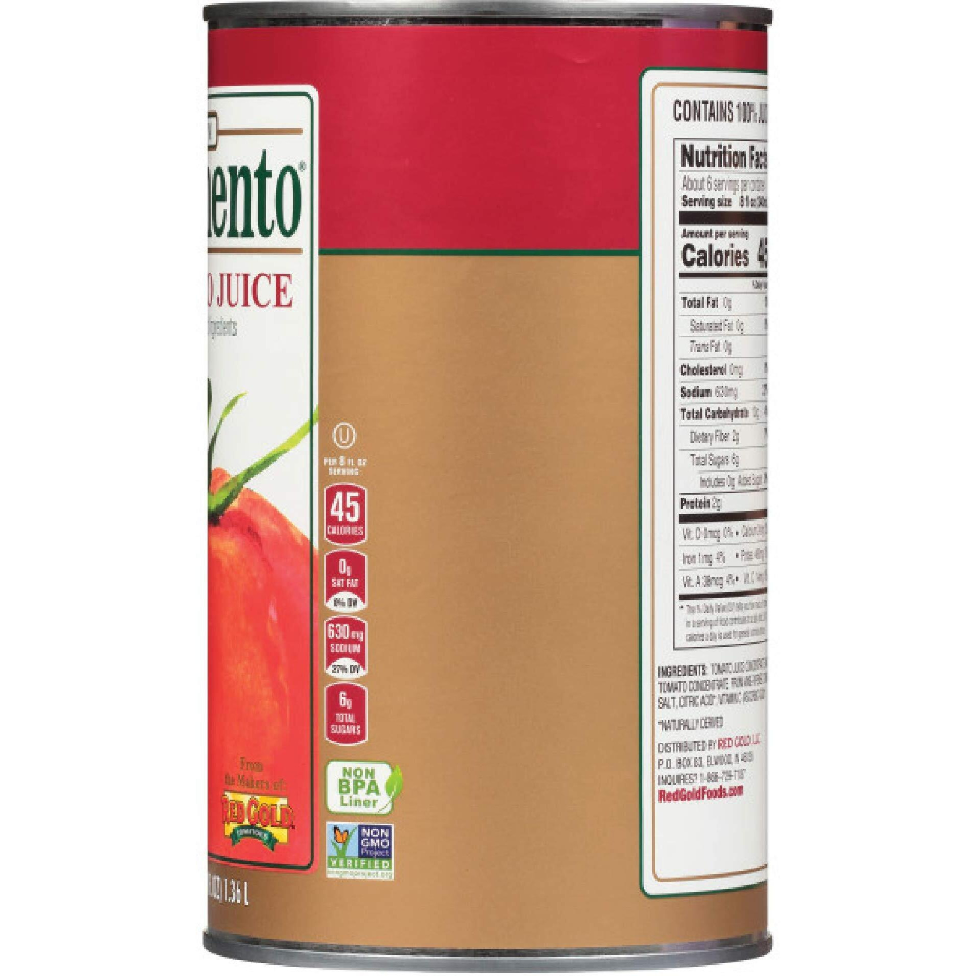 Sacramento Tomato Juice, No Added Sugar Or High Fructose Corn Syrup, 46 Ounce Cans, 2-Pack
