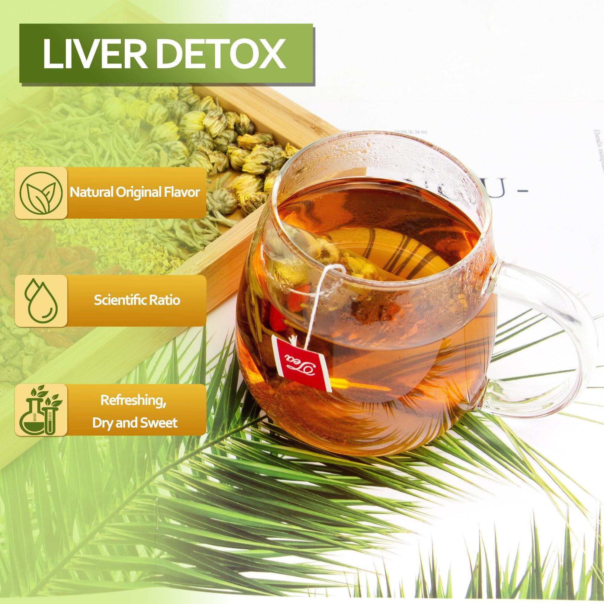 Chrysanthemum Cassia Seed Tea Bags, Chinese Liver Cleanse Detox & Repair Tea With Burdock Root Wolf-Berry Honeysuckle Osmanthus Mixed Herbal Floral Tea Bags