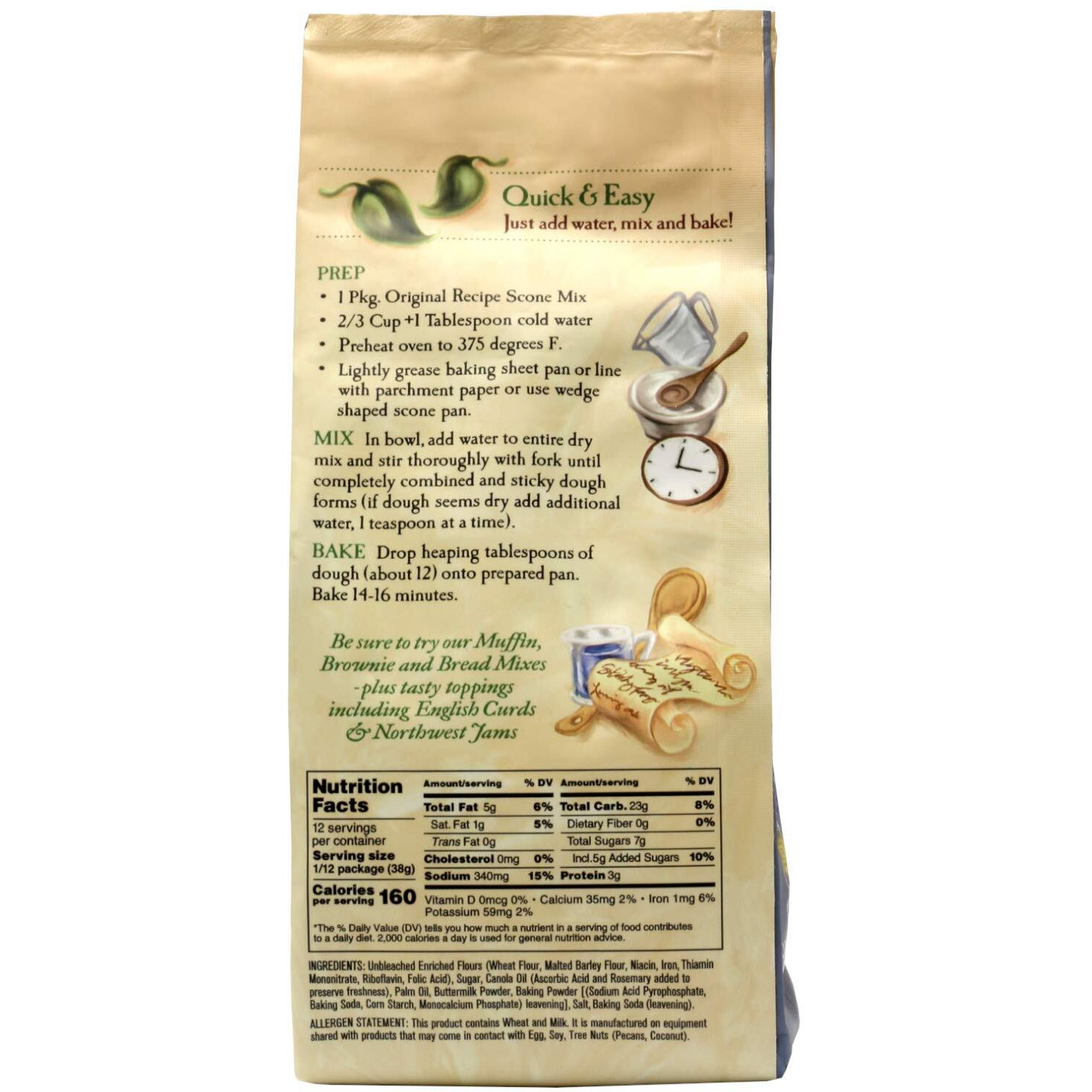 English Scone Mix, Original Flavor By Sticky Fingers Bakeries - Easy To Make English Scones Fresh Baked, Makes 12 Scones (1Pk)