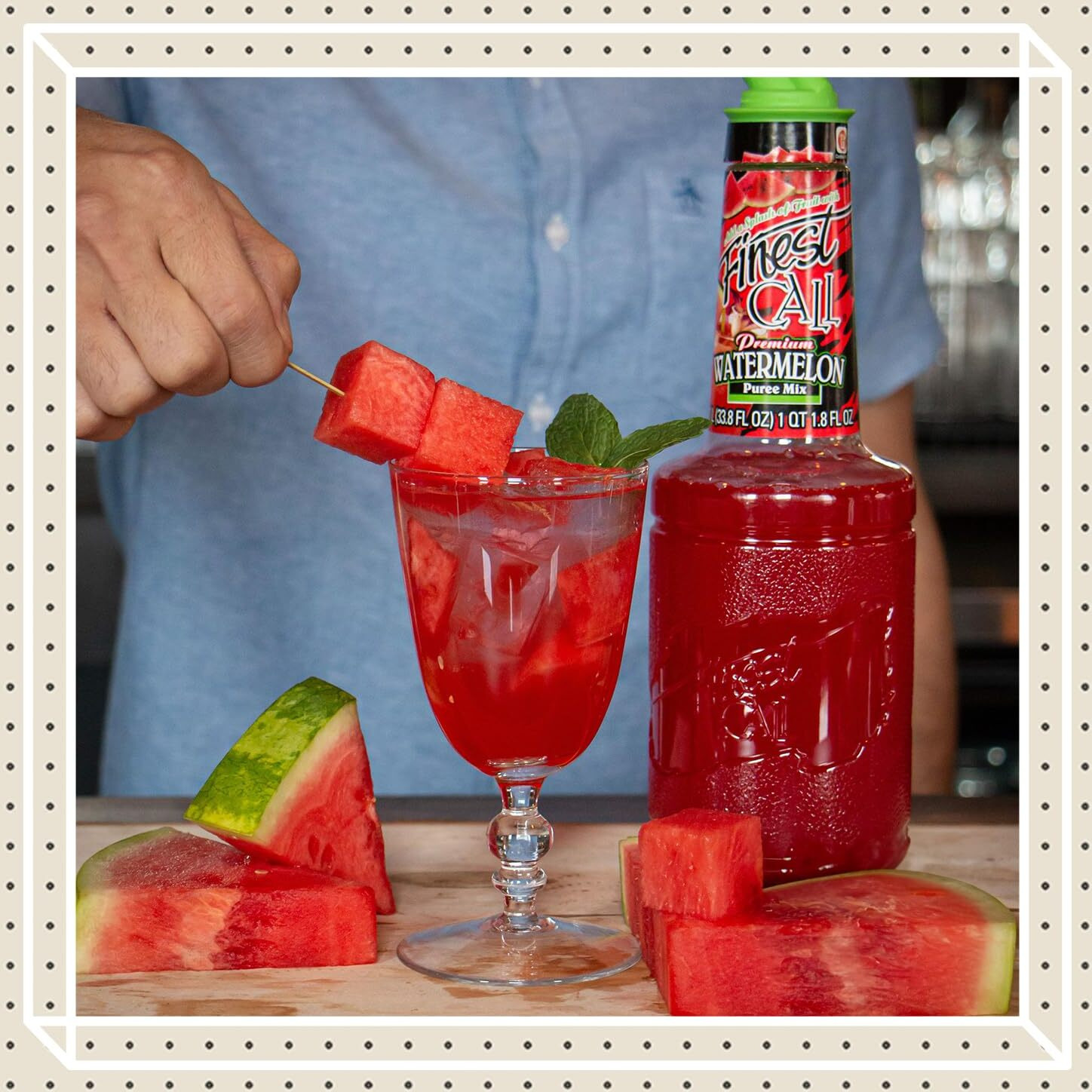 Finest Call Premium Watermelon Fruit Puree Drink Mix, 1 Liter Bottle (33.8 Fl Oz), Pack Of 3