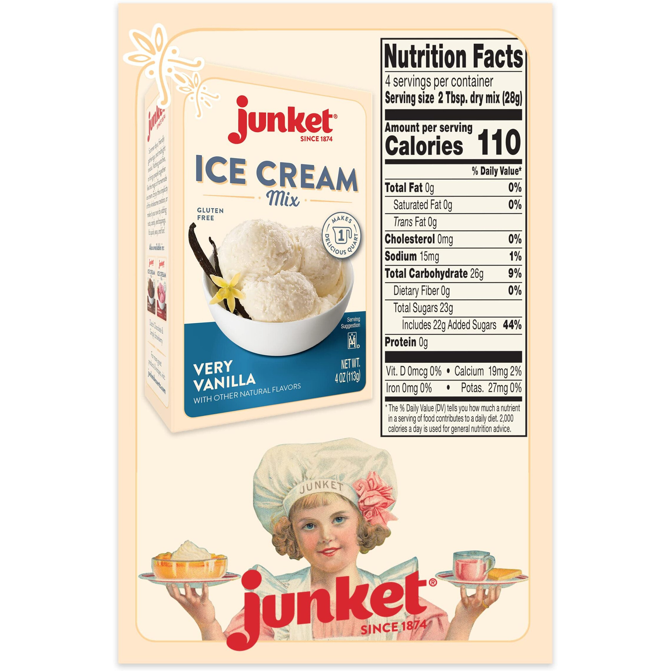 Junket Ice Cream Mix Very Vanilla, 4 Ounce (Pack Of 4)