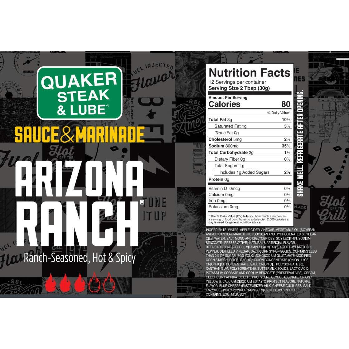 Quaker Steak And Lube Arizona Ranch Wing Sauce 2 Pack - 2 12 Ounce Bottles Of Quaker Steak & Lube Arizona Ranch Sauce