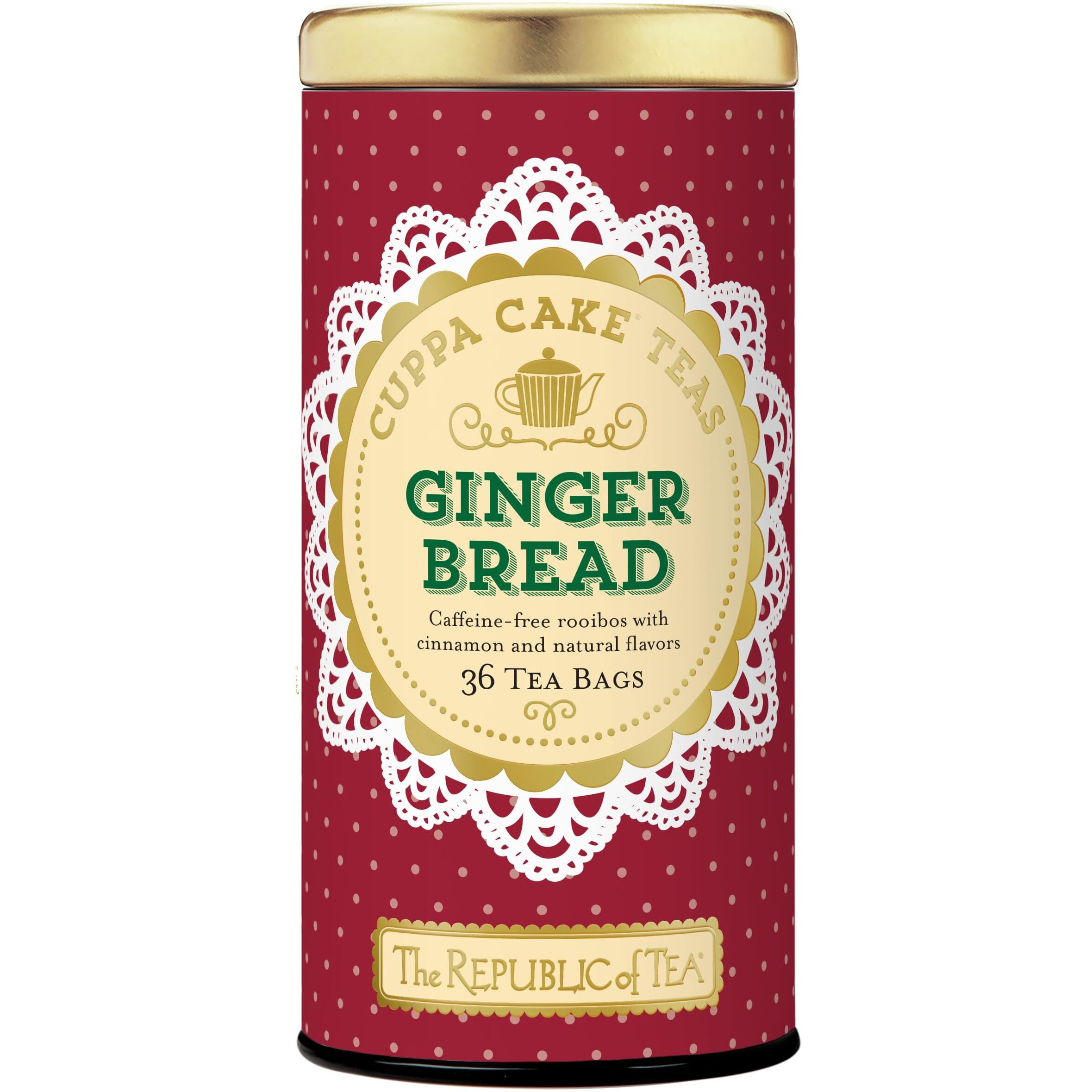 The Republic Of Tea Gingerbread Cuppa Cake Red Tea, 36 Tea Bag Tin