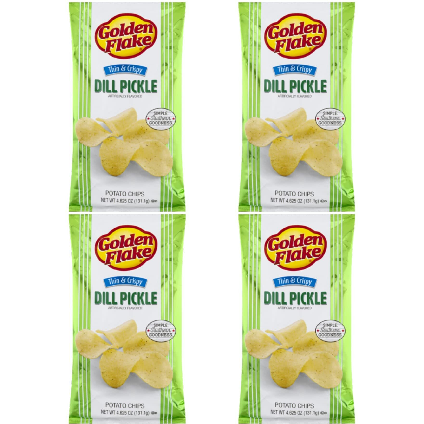 Golden Flake Dill Pickle Potato Chips, 5Oz Bag (Pack4)