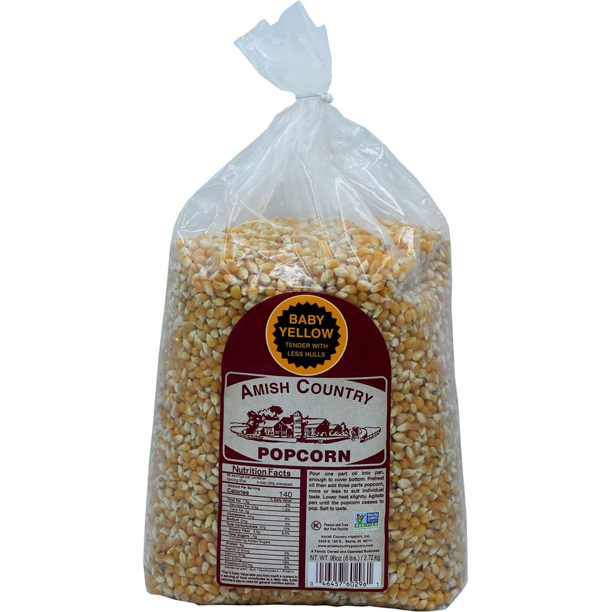 Amish Country Popcorn | 6 Lb Bag | Popcorn Kernels | Small And Tender | Old Fashioned, Non-Gmo And Gluten Free (6 Pound (Pack Of 1), Baby Yellow)