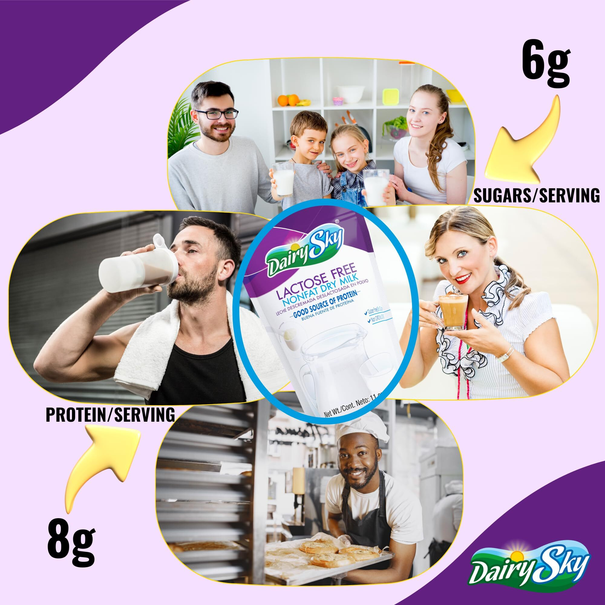 Dairysky Lactose Free Milk Powder 11 Oz - Skim Milk Powder, Non Gmo Fat Free For Baking & Coffee, Kosher With Protein & Calcium | Great Substitute For Liquid Milk | Rbst Hormone-Free