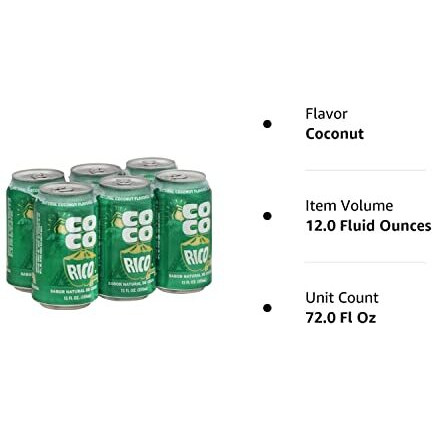Coco Rico Coconut Soda (Pack Of 6),12 Fl Oz / 355 Ml Can