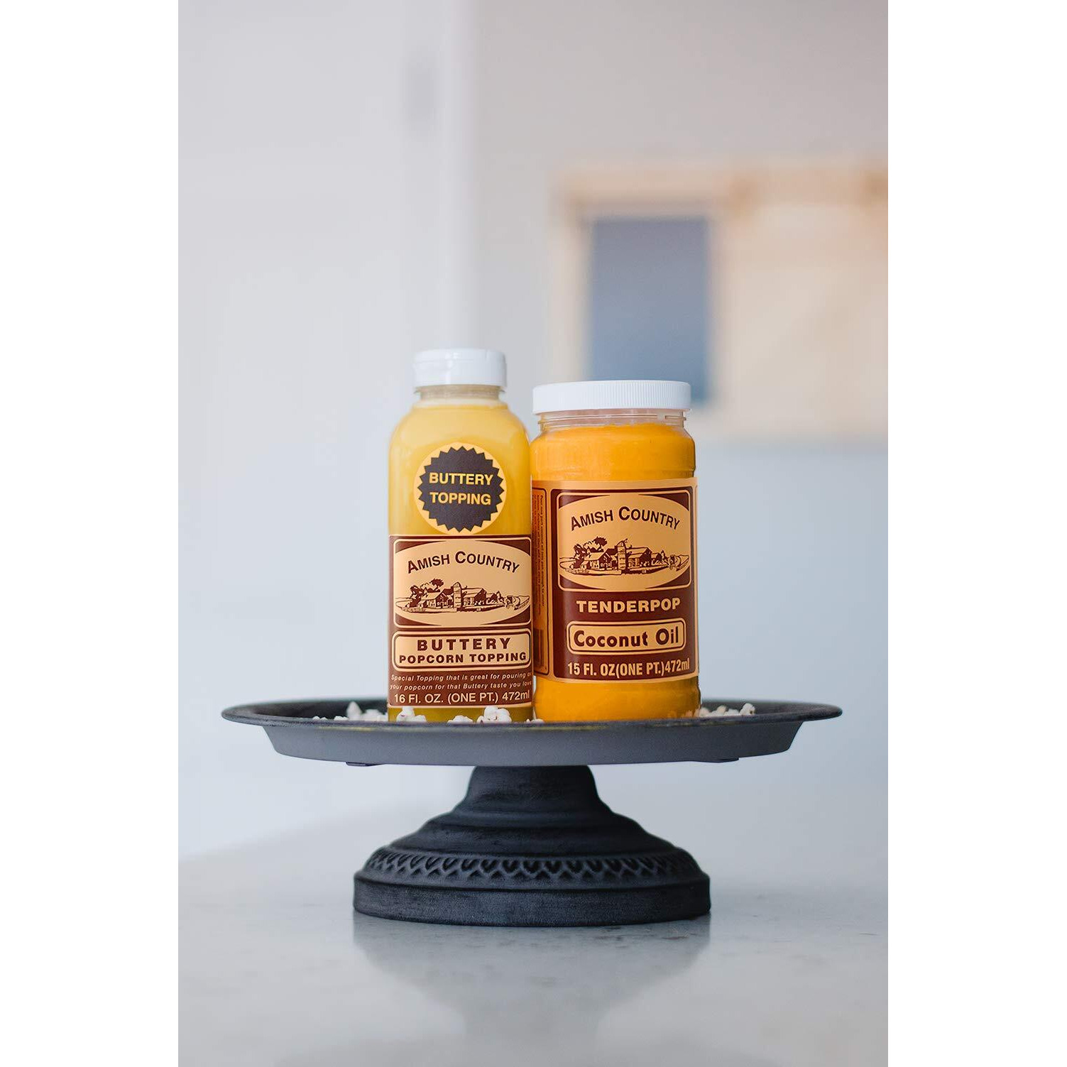 Amish Country Popcorn | Coconut Oil And Buttery Topping Bundle | 15 Oz Coconut Oil And 16 Oz Buttery Popcorn Topping | Old Fashioned, Non-Gmo And Gluten Free