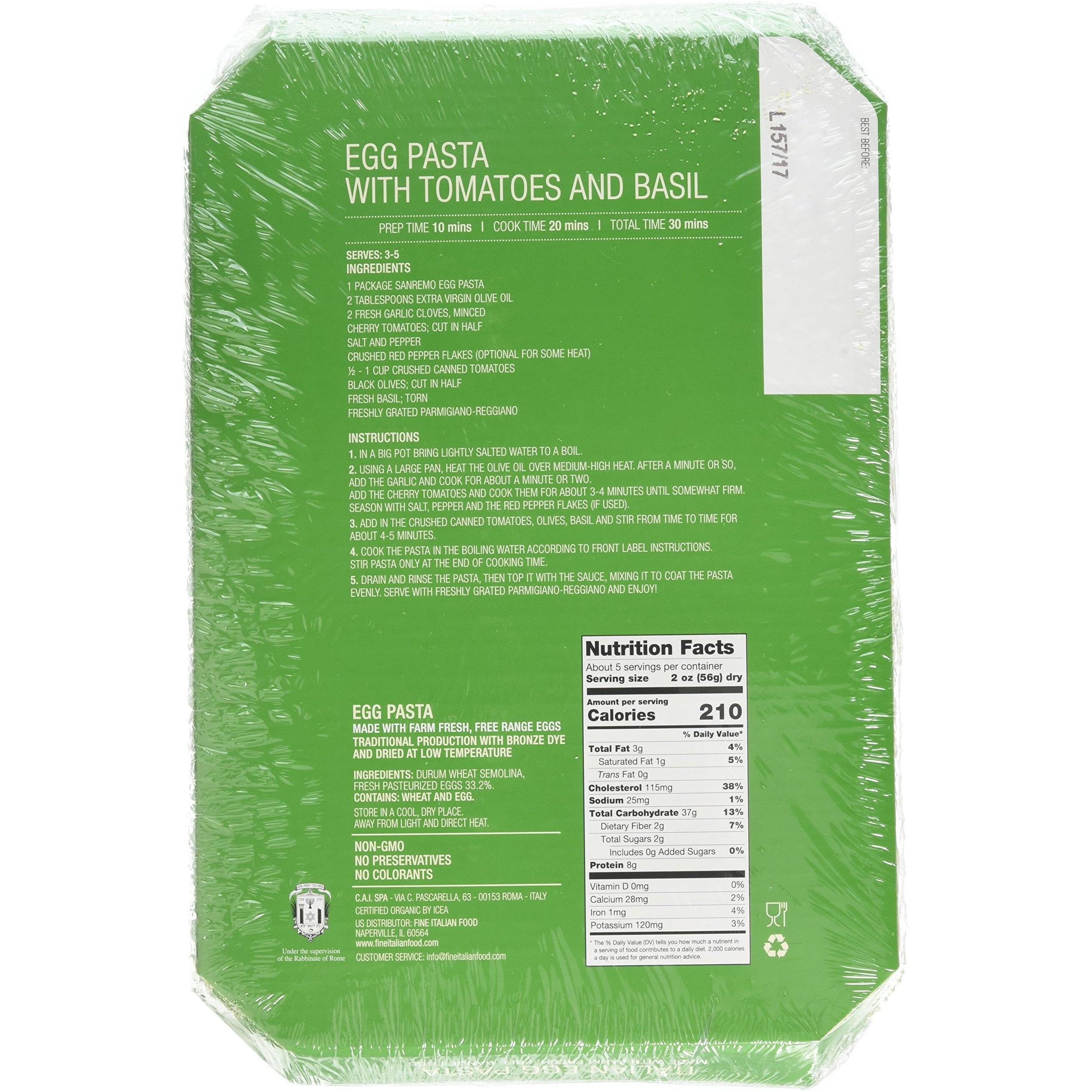 Compagnia Sanremo Pasta Italian Egg Tagliatelle Pasta - Non-Gmo, Free Range Egg Traditional Tagliatelle - 10 Oz (Pack Of 1) - Product Of Italy