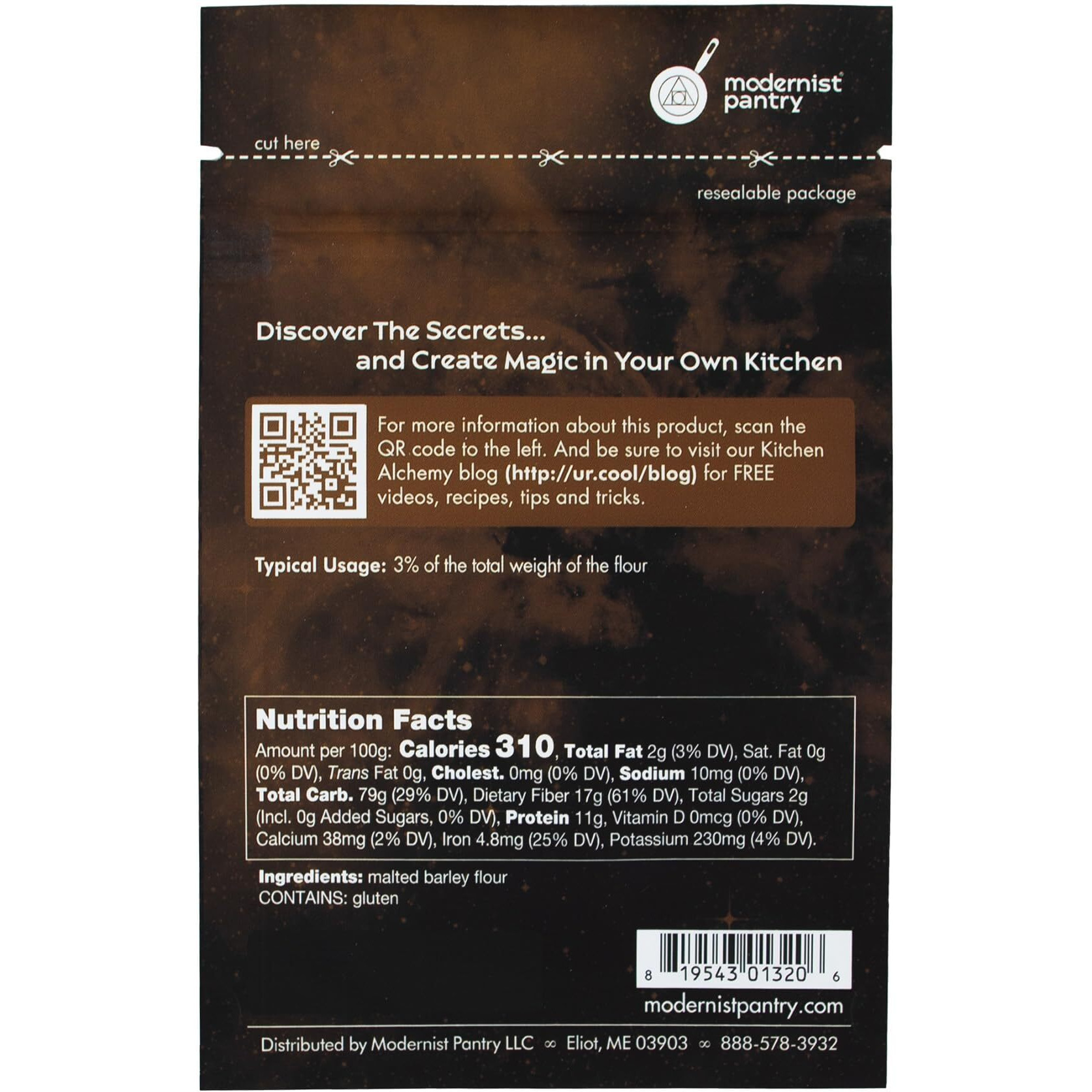 Non-Diastatic Barley Malt Powder  Non-Gmo Vegan Ou Kosher Certified - 50G/2Oz
