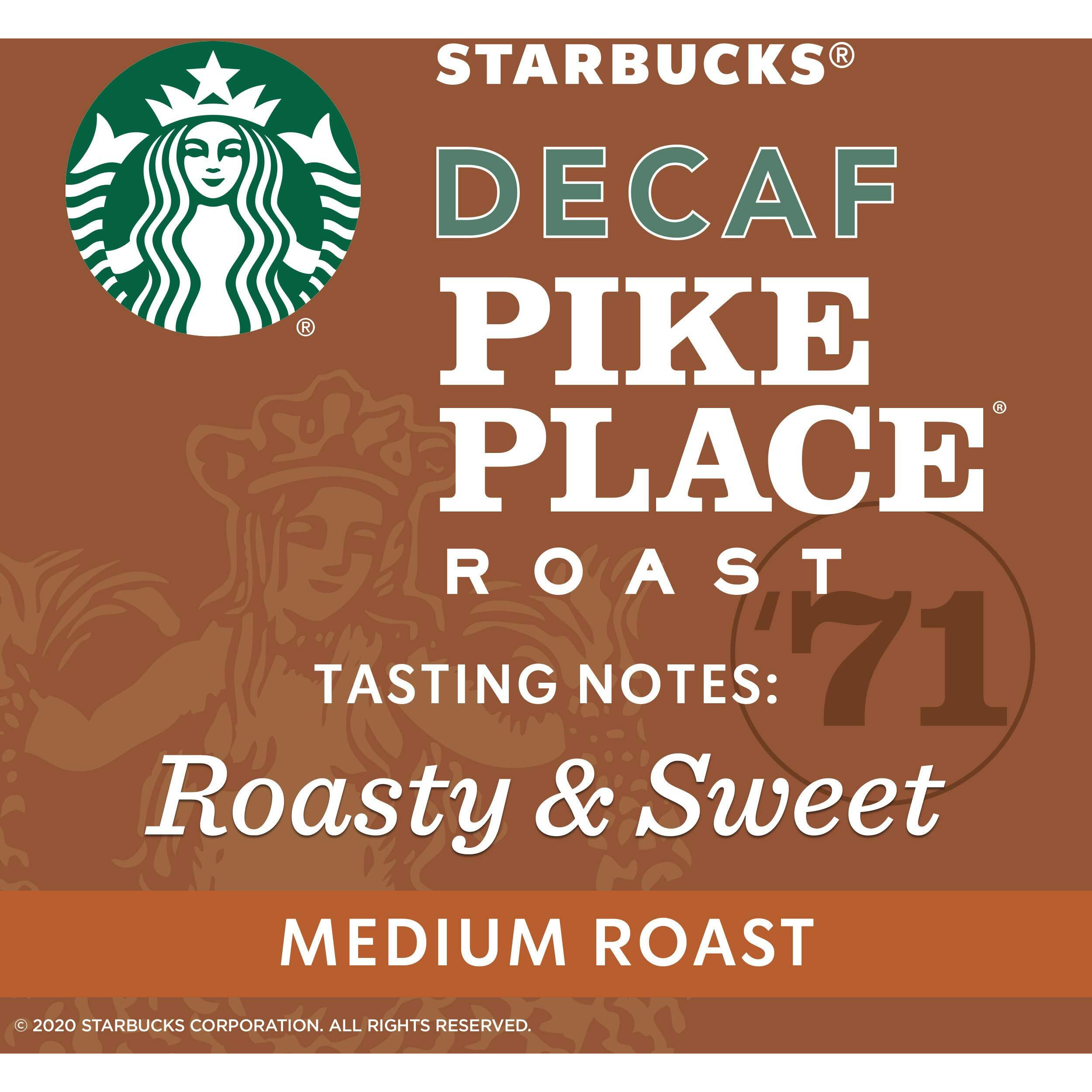Starbucks Decaf K-Cup Coffee Pods - Pike Place Roast For Keurig Brewers - 1 Box (24 Pods)