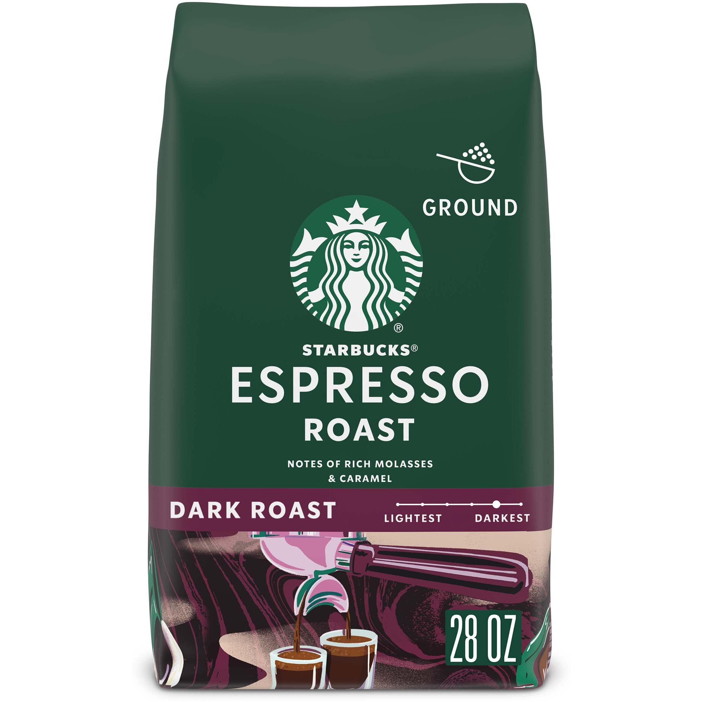 Starbucks Espresso Roast - Ground Coffee 28Oz (4 Bags)