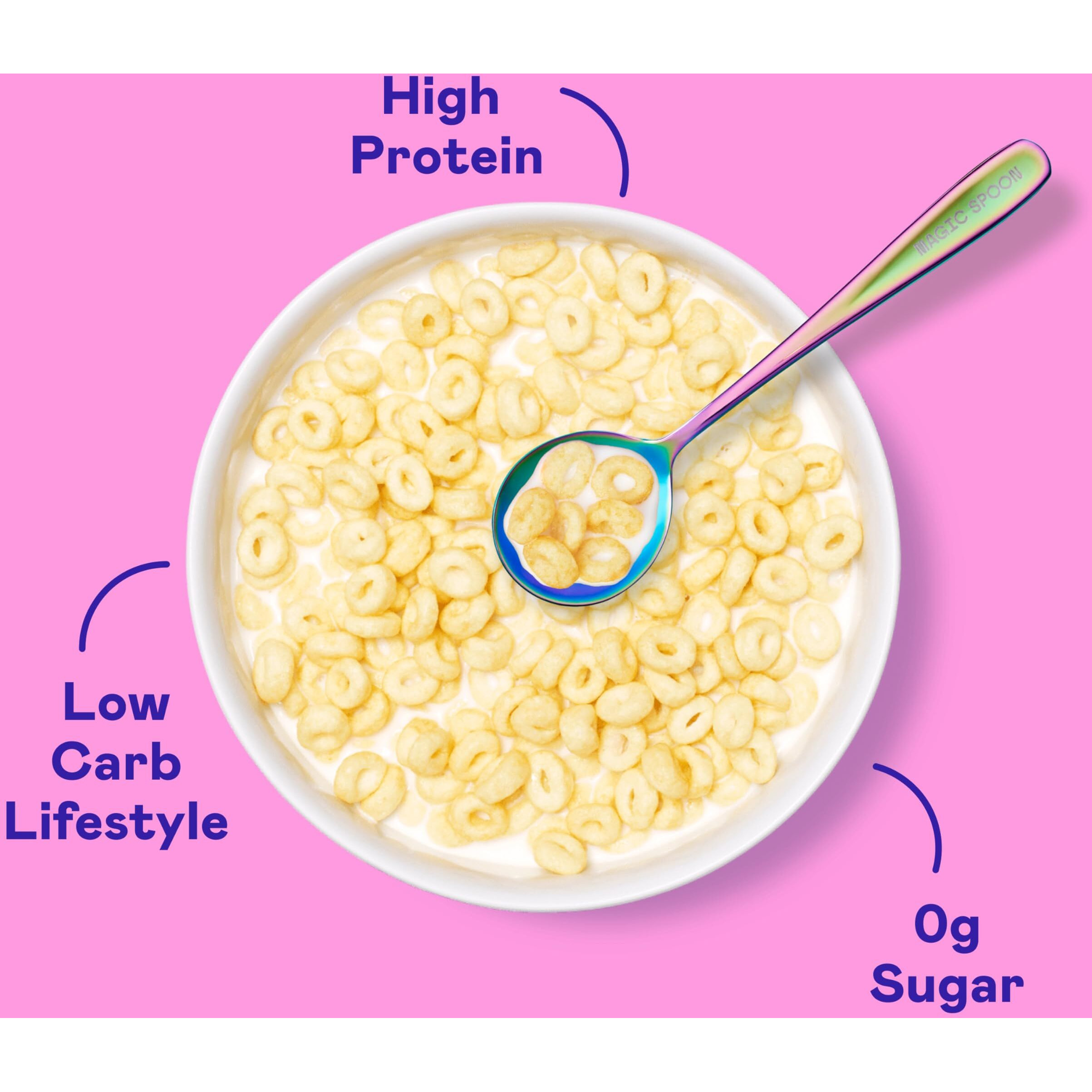 Magic Spoon Cereal - Birthday Cake 4-Pack Of Cereal And Spoon - Keto & Low Carb Lifestyles, Gluten & Grain Free, High Protein, 0G Sugar