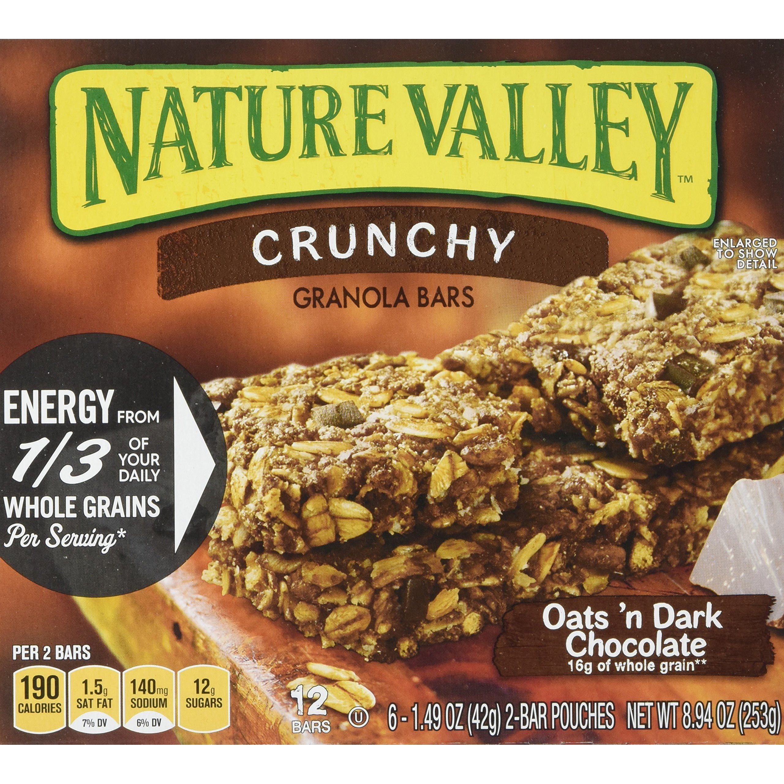 Nature Valley Crunchy Oats'N Dark Chocolate Granola Bars 8.94 Oz (Pack Of 12)