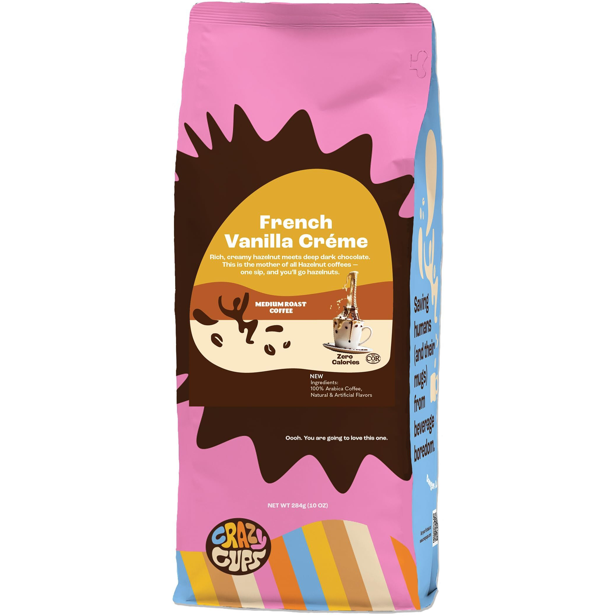 Crazy Cups Flavored Ground Coffee, French Vanilla Creme, In 10 Oz Bag, For Brewing Flavored Hot Or Iced Coffee