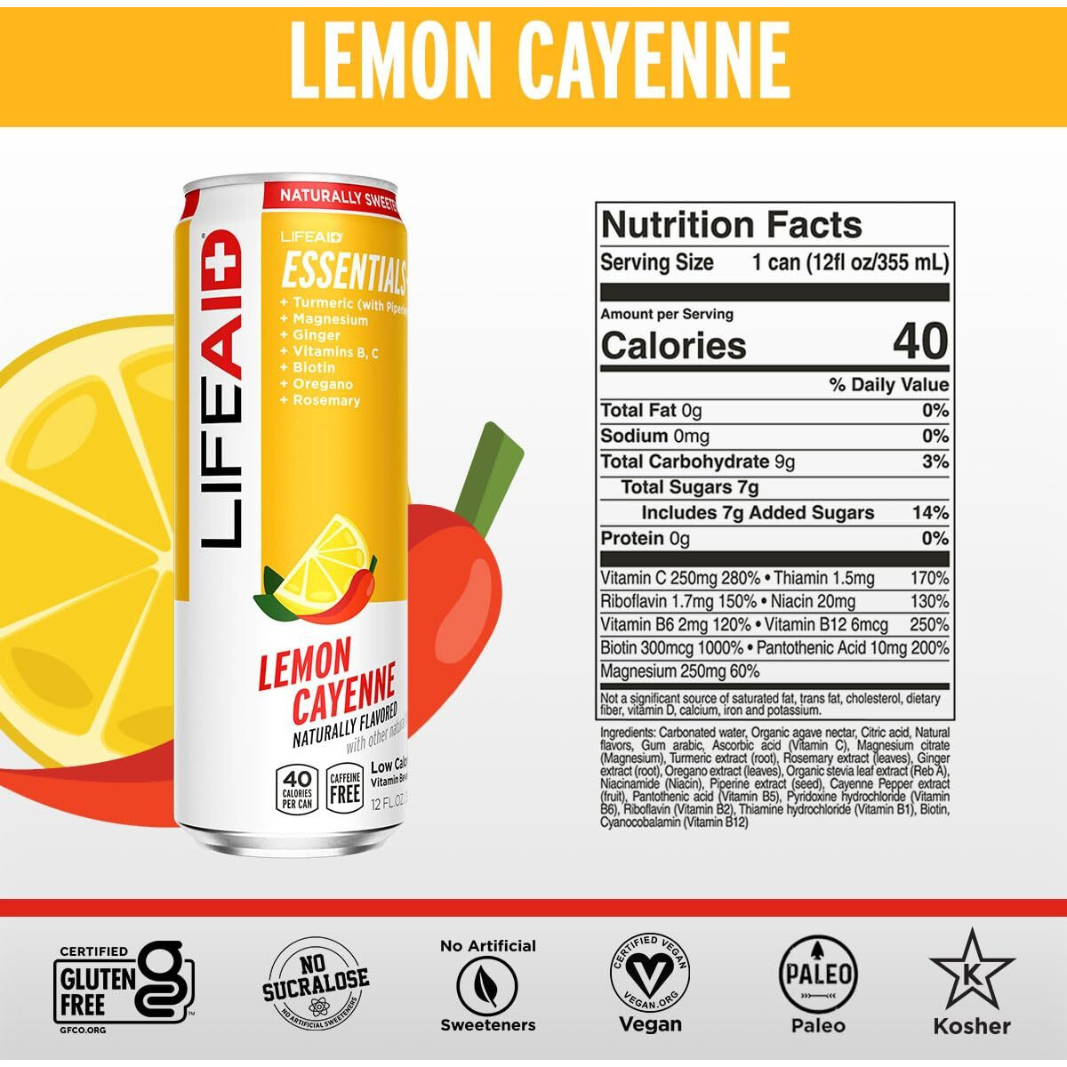 Lifeaid Vitality Blend, Daily Vitamins With Turmeric To Help Reduce Mild Inflammation From Everyday Stress, Healthy Soda Replacement, 100% Clean, Vegan, Gf, 12 Fl Oz (Pack Of 4)