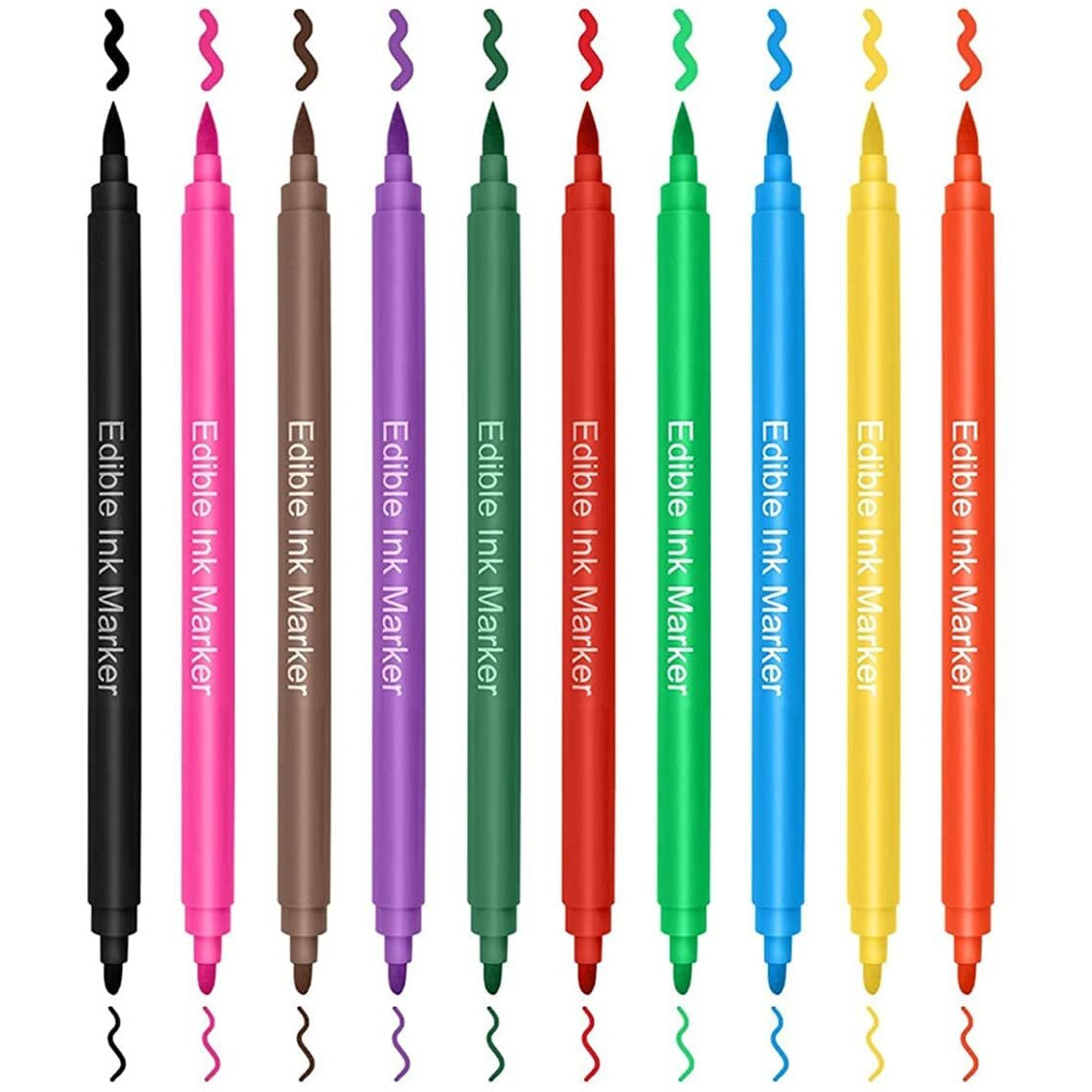 Edible Markers For Cookies Food Coloring Pens 10Pcs, Fine And Thick Tip Food Grade Gourmet Writers For Diy Fondant Cakes Frosting Easter Eggs Baking Party Decorating Drawing Writing (10 Pc)