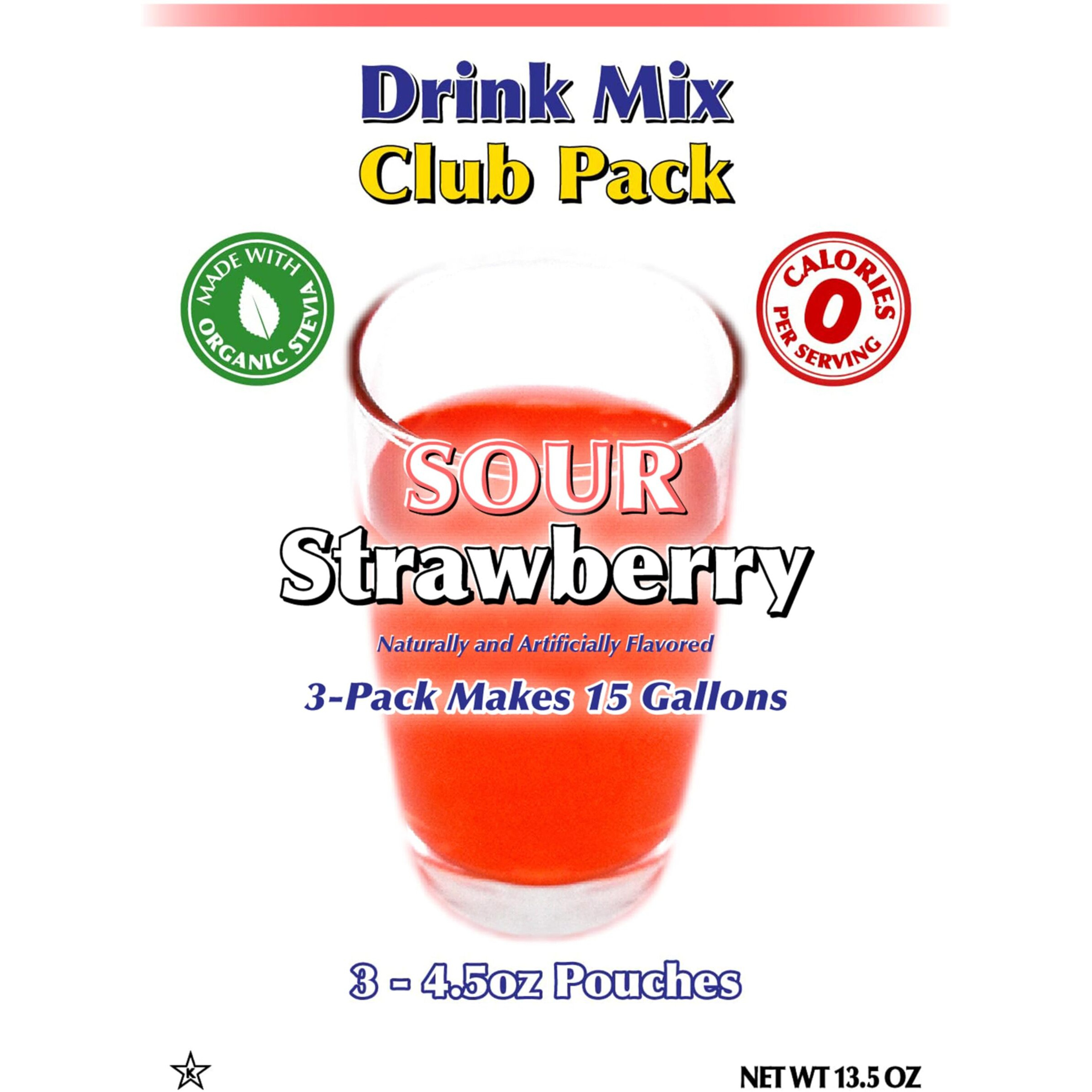 Gramzero Sour Strawberry Zero Calorie Sugar Free Drink Mix, Great For Nutrition Club Loaded Tea, Stevia Sweetened