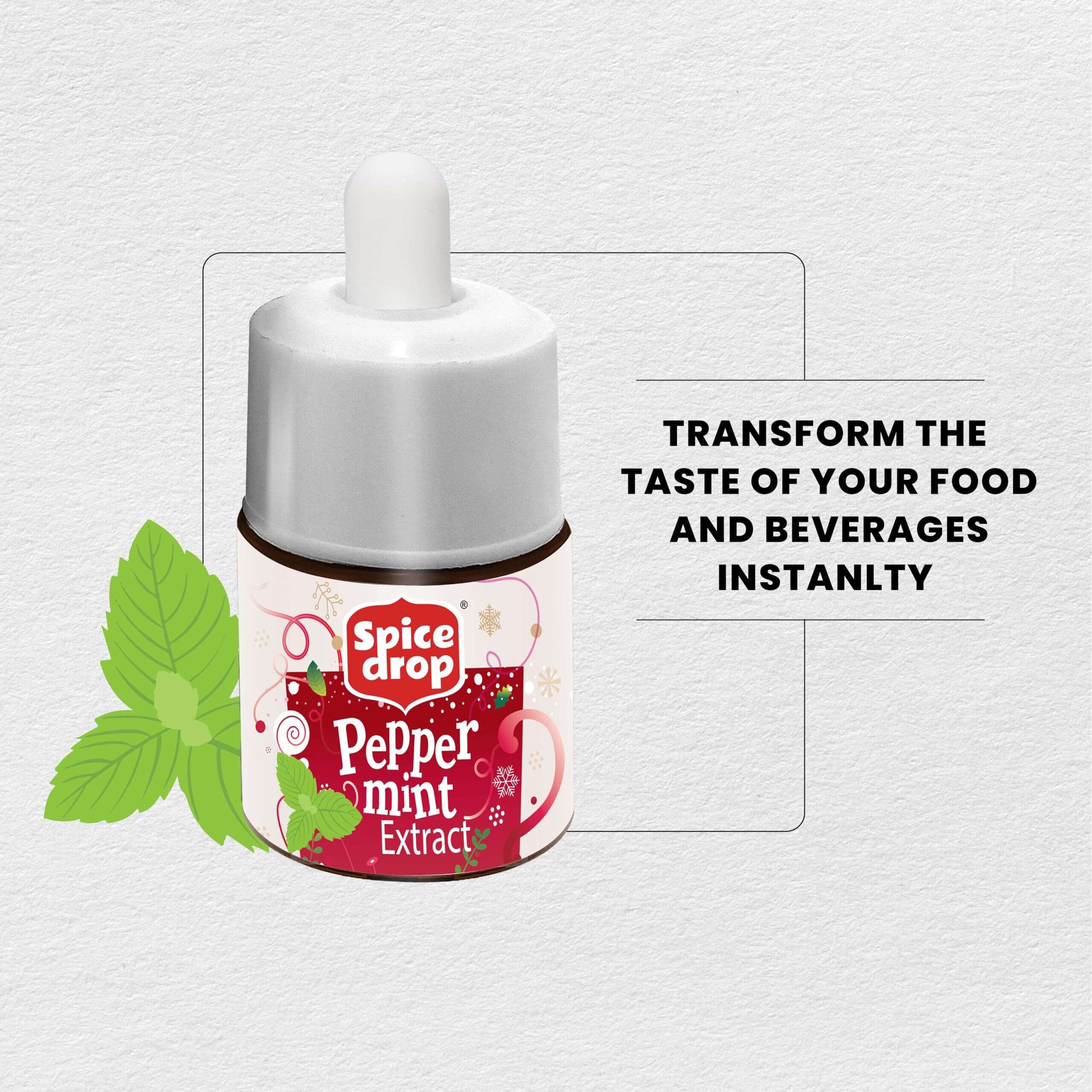Spice Drop Peppermint Extract - Up To 180 Drops Per Bottle | Tea, Coffee, Cooking, Baking, Dessert | Rich In Quality And Aroma | No Added Color Or Preservative | Vegan (0.17Oz, Pack Of 1)