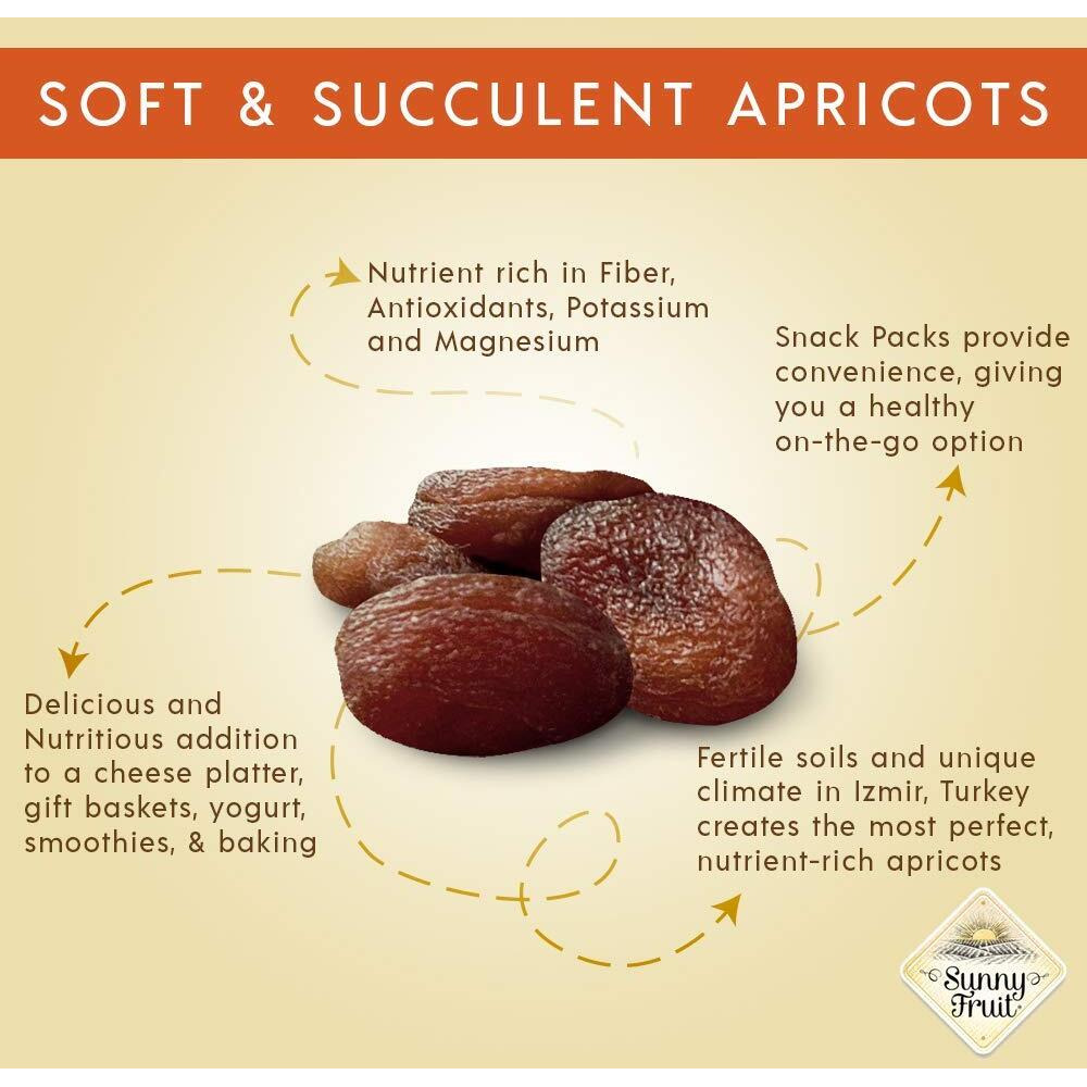 Organic Turkish Dried Apricots - Sunny Fruit (2 Bags) - (5) Portion Packs Per Bag - No Added Sugars, Sulfurs Or Preservatives | Non-Gmo, Vegan & Halal