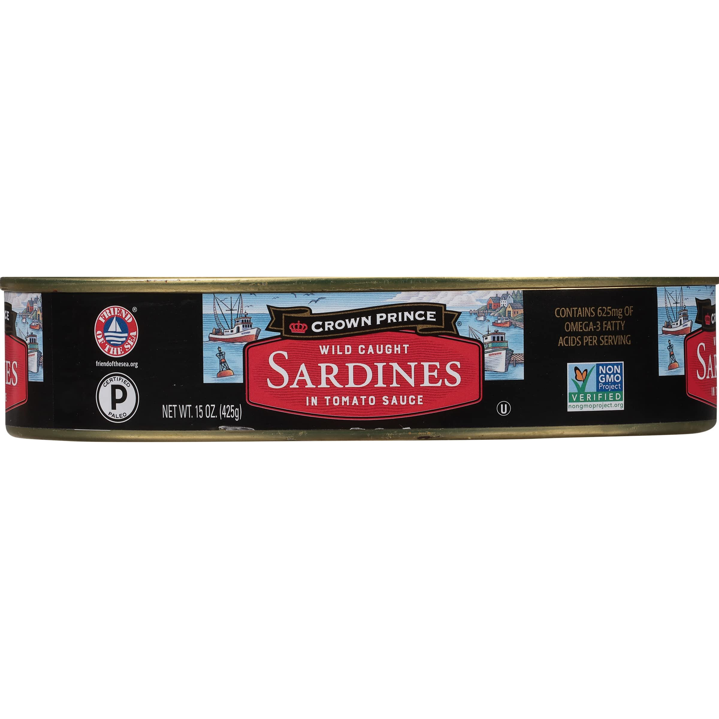 Crown Prince Sardines In Tomato Sauce, 15-Ounce Cans (Pack Of 12)