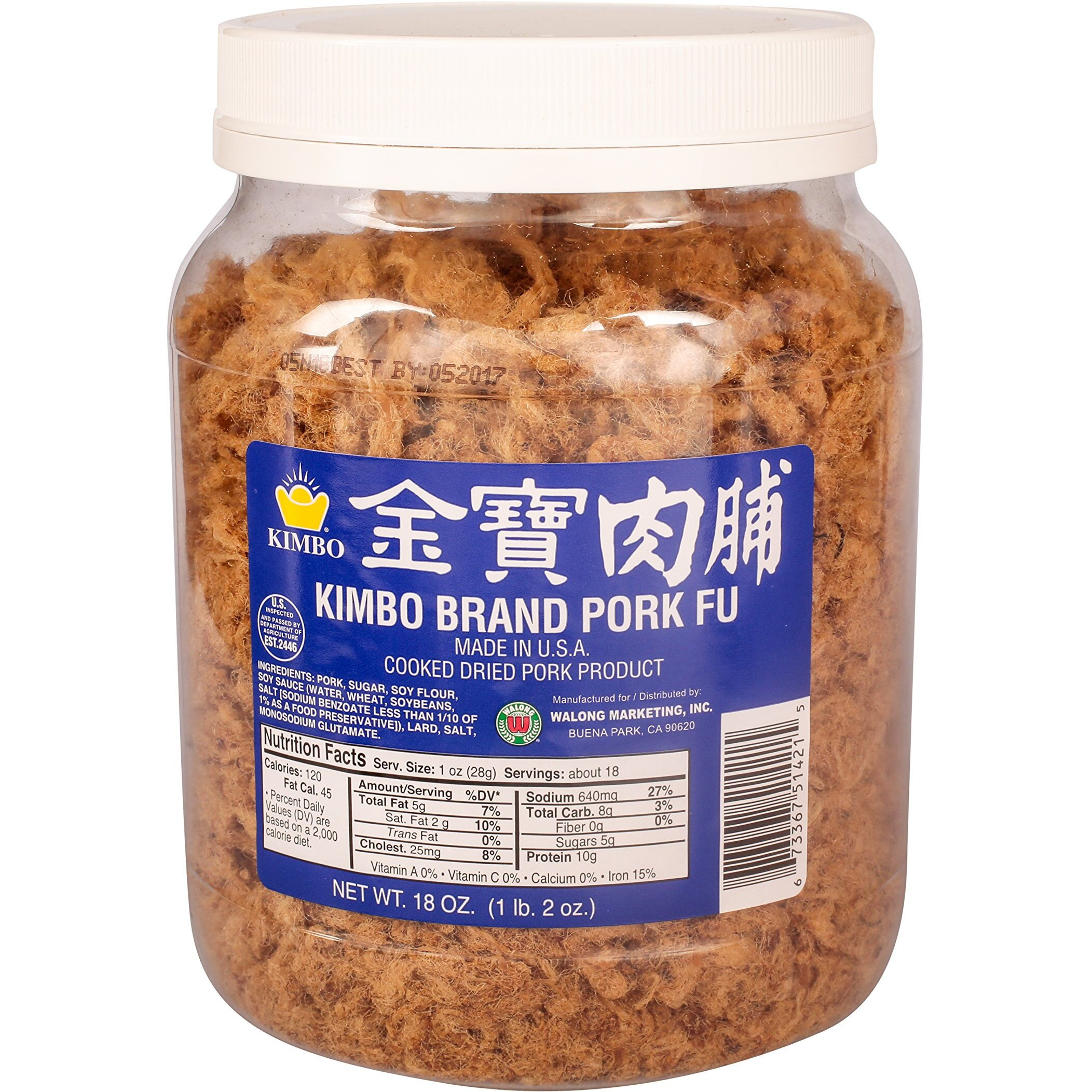 Cooked Dried Pork () Kimbo Brand Pork Fu 18 Oz (1 Lb 2 Oz) Made In Usa