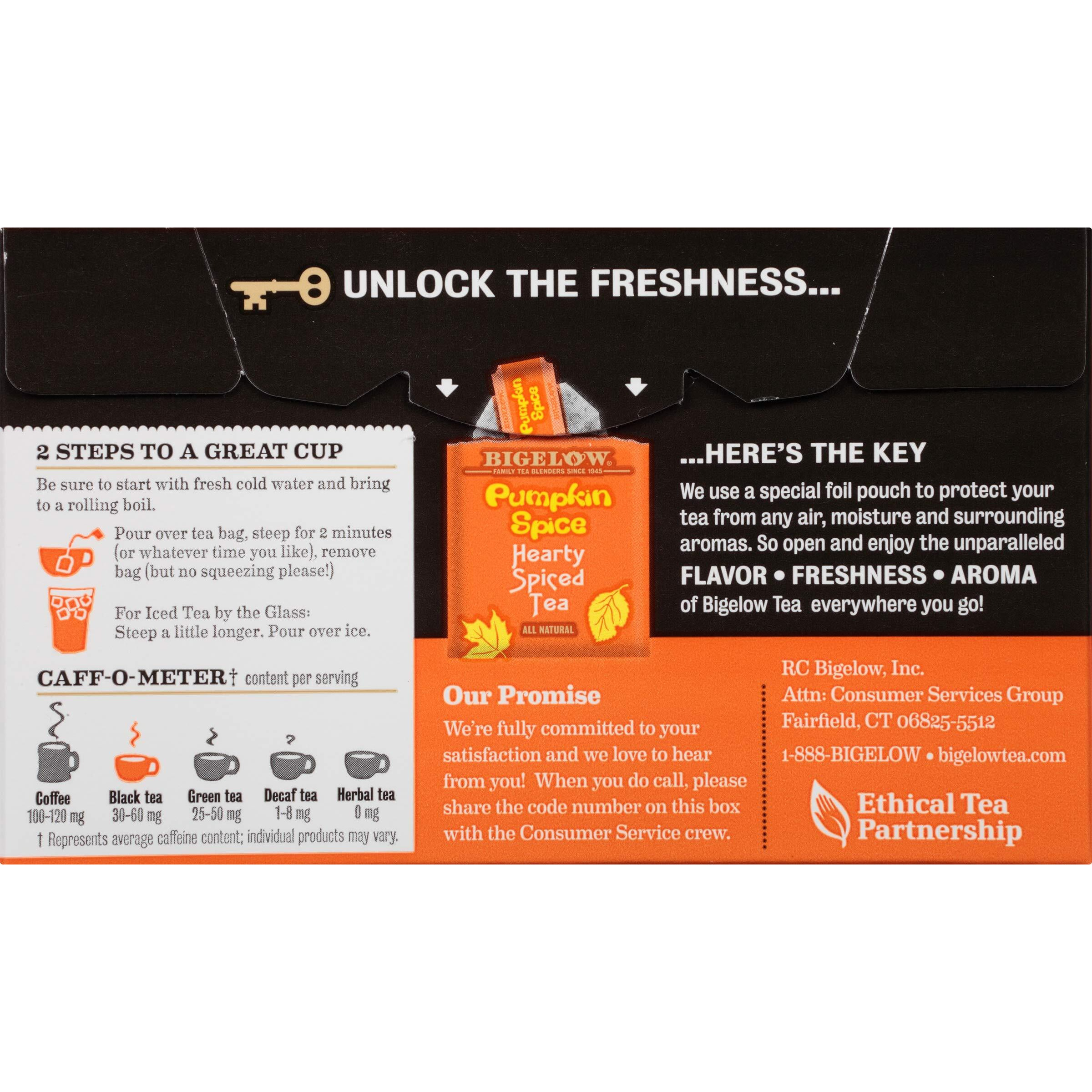 Bigelow Tea Pumpkin Spice Black Tea Bags, 18 Count Box (Pack Of 6), Caffeinated Black Tea, 108 Tea Bags Total