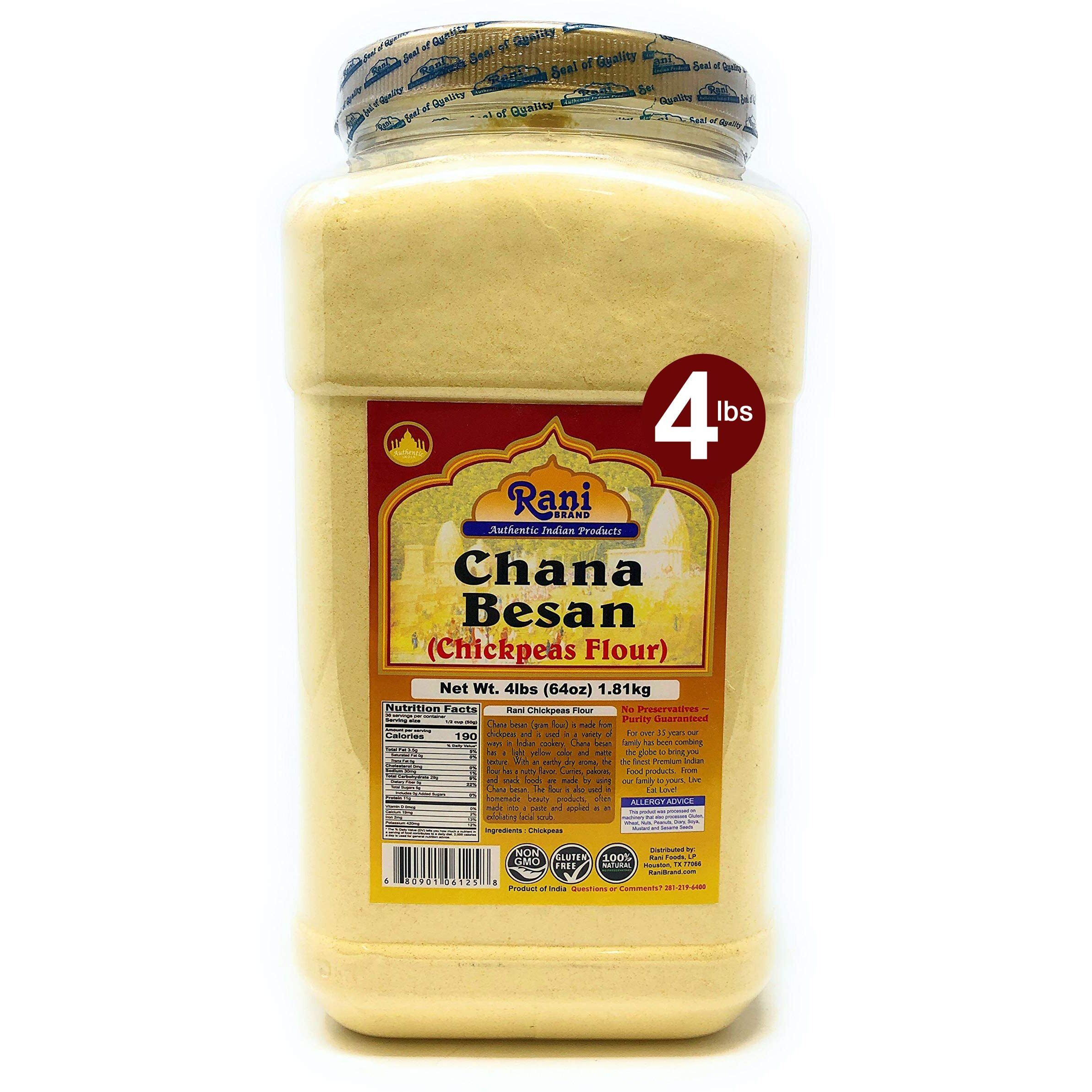 Rani Chana Besan (Chickpeas Flour, Gram) 64Oz (4Lbs) 1.81Kg Bulk Pet Jar ~ All Natural | Vegan | Gluten Friendly | Non-Gmo | Kosher | Indian Origin