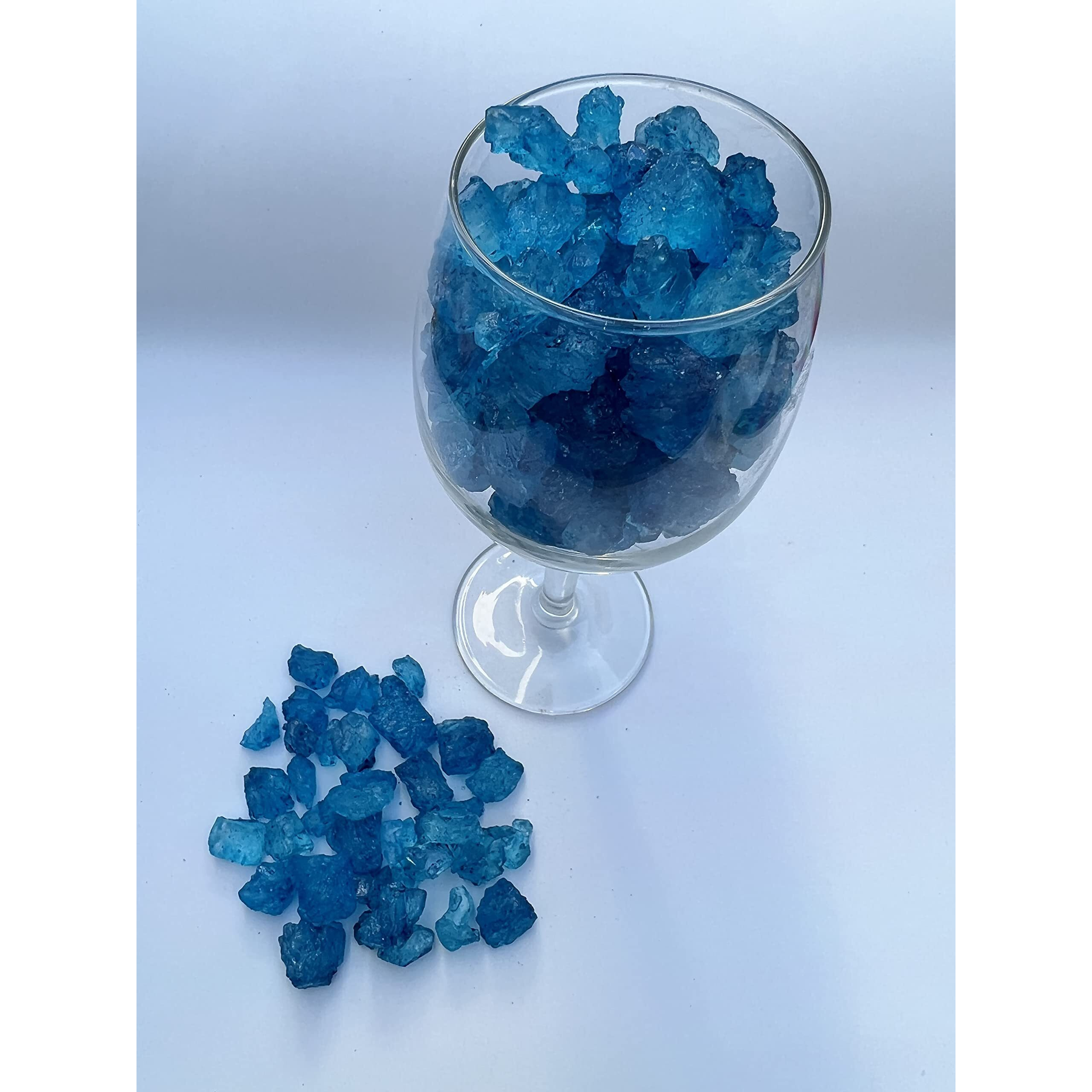 Sweetglob Old Fashioned Large Rock Sugar Candy Gems, Lump Sugar Rock Crystals (Blue Raspberry, 1 Pound)