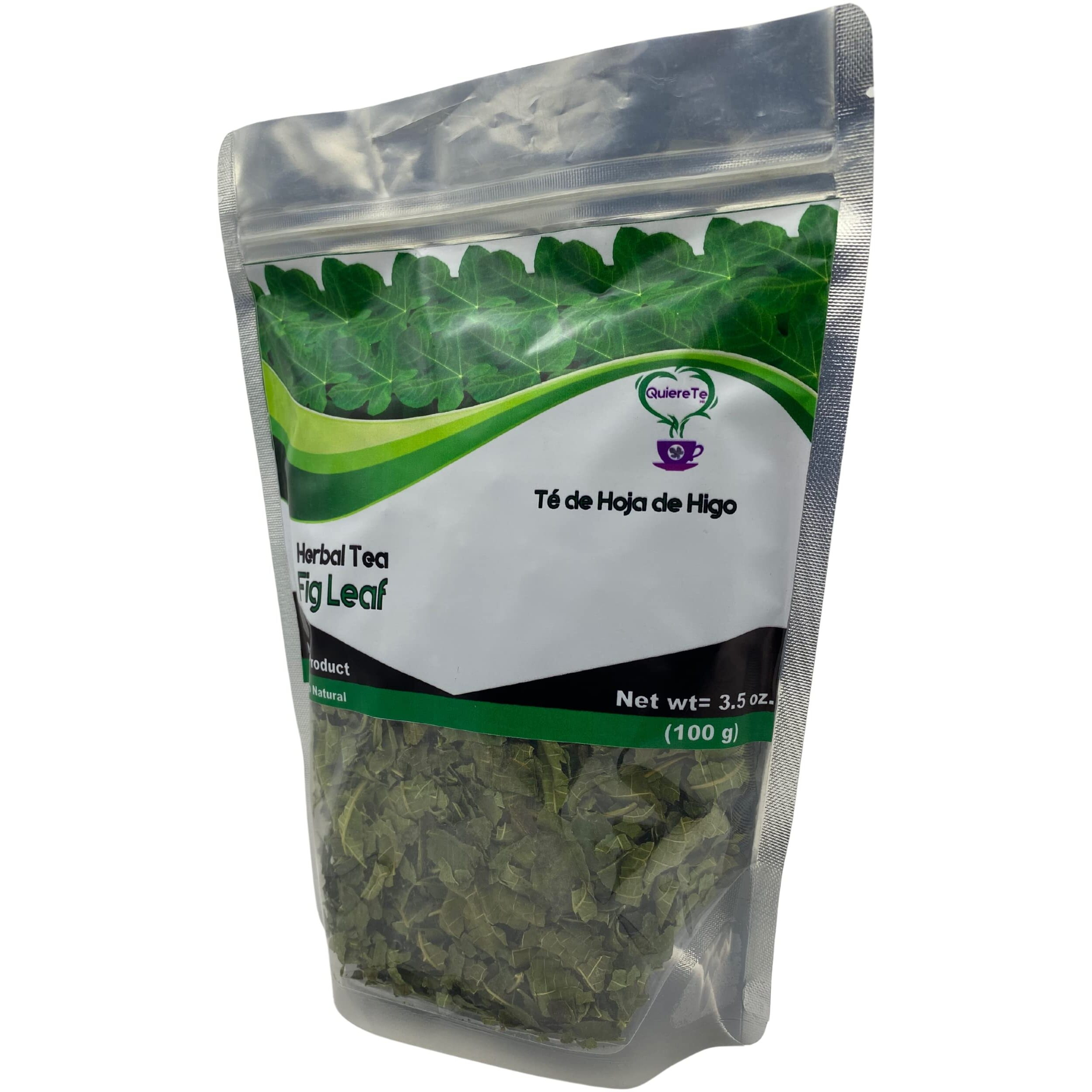Fig Leaf Tea, Hoja De Higo, Quiere Te, 3.5 Oz (100 Grams), 1 Pack, Up To 66 Cups, Crushed Fig Leaf Tea, Loose Leaves, 100% Natural, Resealable Bag, Product From Mexico, Herbal Tea, Fig Infusion