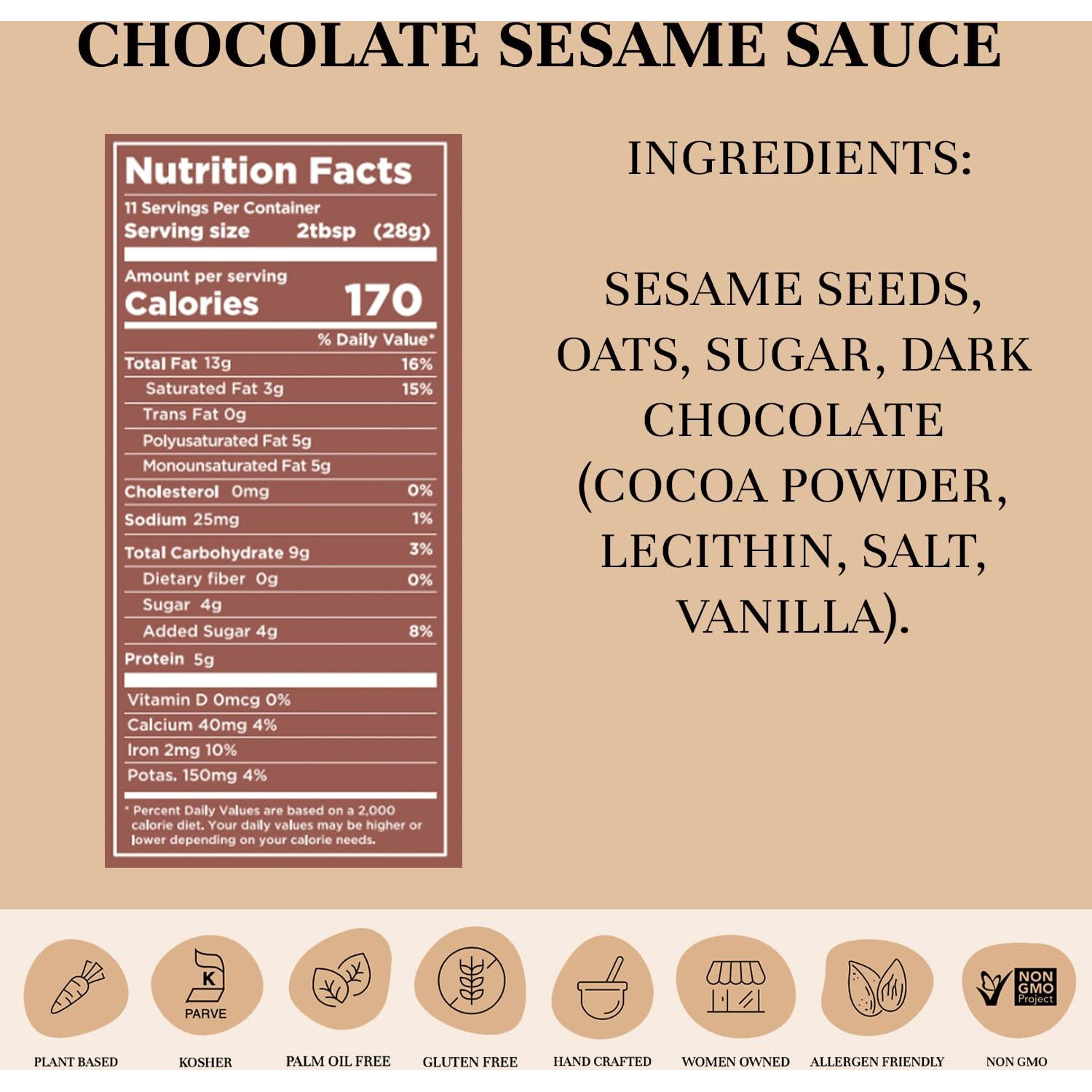 Seed + Mill - Chocolate Sesame Sauce - Chocolate Tahini In A Squeeze Bottle - Vegan, Kosher, Non-Gmo, Paleo, Gluten Free - Great On Fruit, Toast, In Crepes, Desserts, & Hummus - 10.93Oz
