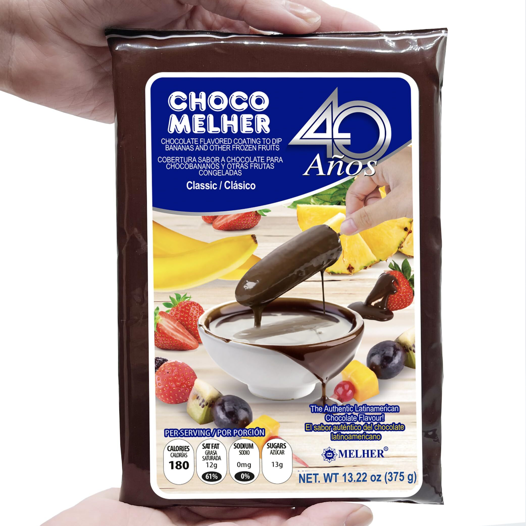 Chocomelher Clasico - 2 Pack Milk Chocolate Flavored Coating For Chocobananos - Cobertura De Chocolate - Best To Cover Frozen Bananas & Strawberries - Traditional Snack From El Salvador - 2 Of 13.22 Oz Bags.