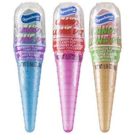 Ice Cream Cone Shaped Candy Dippers 24-Pack - Candy Pop With Flavored Candy Powder Cones In Assorted Colors (Kosher, Net Wt 13.55 Oz, 384G)