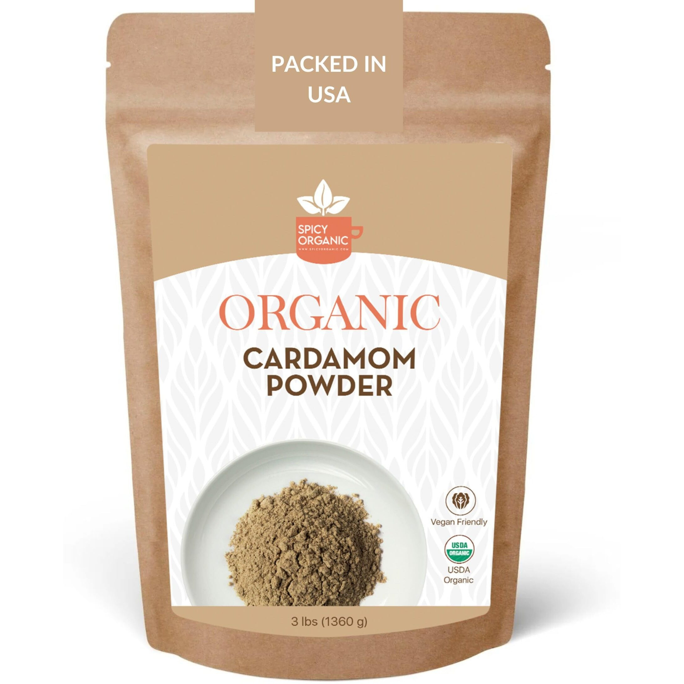 Spicy Organic Ground Cardamom 3 Lbs. - Fresh And Aromatic Cardamom Seed Powder For Cooking, Baking, Seasoning, And Tea - Usda Certified Organic, Kosher, And Non-Gmo