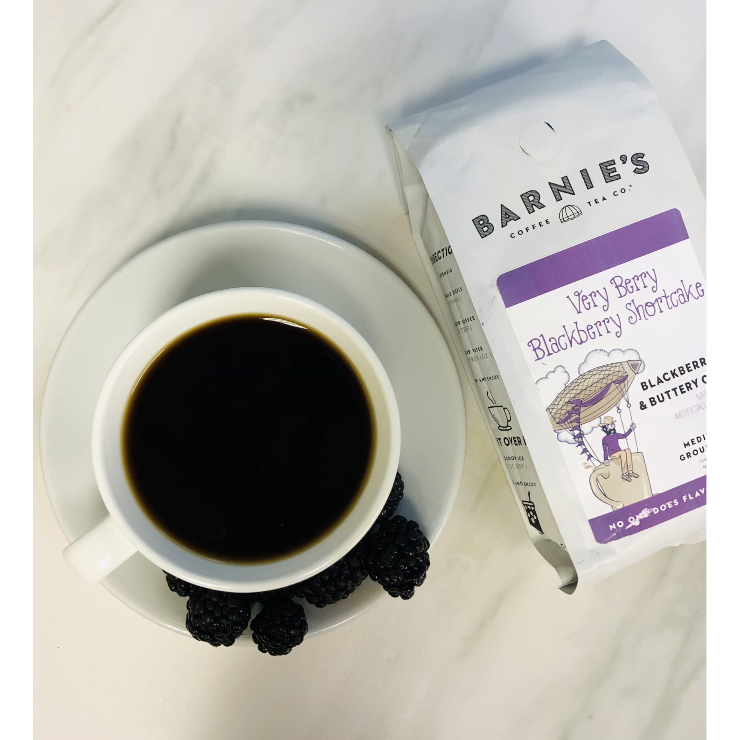 Barnie's Very Berry Blackberry Shortcake Ground Coffee, Blackberry And Buttery Cake Flavor, Medium Roasted Arabica Coffee Beans, 12 Oz Bag (Pack Of 2)