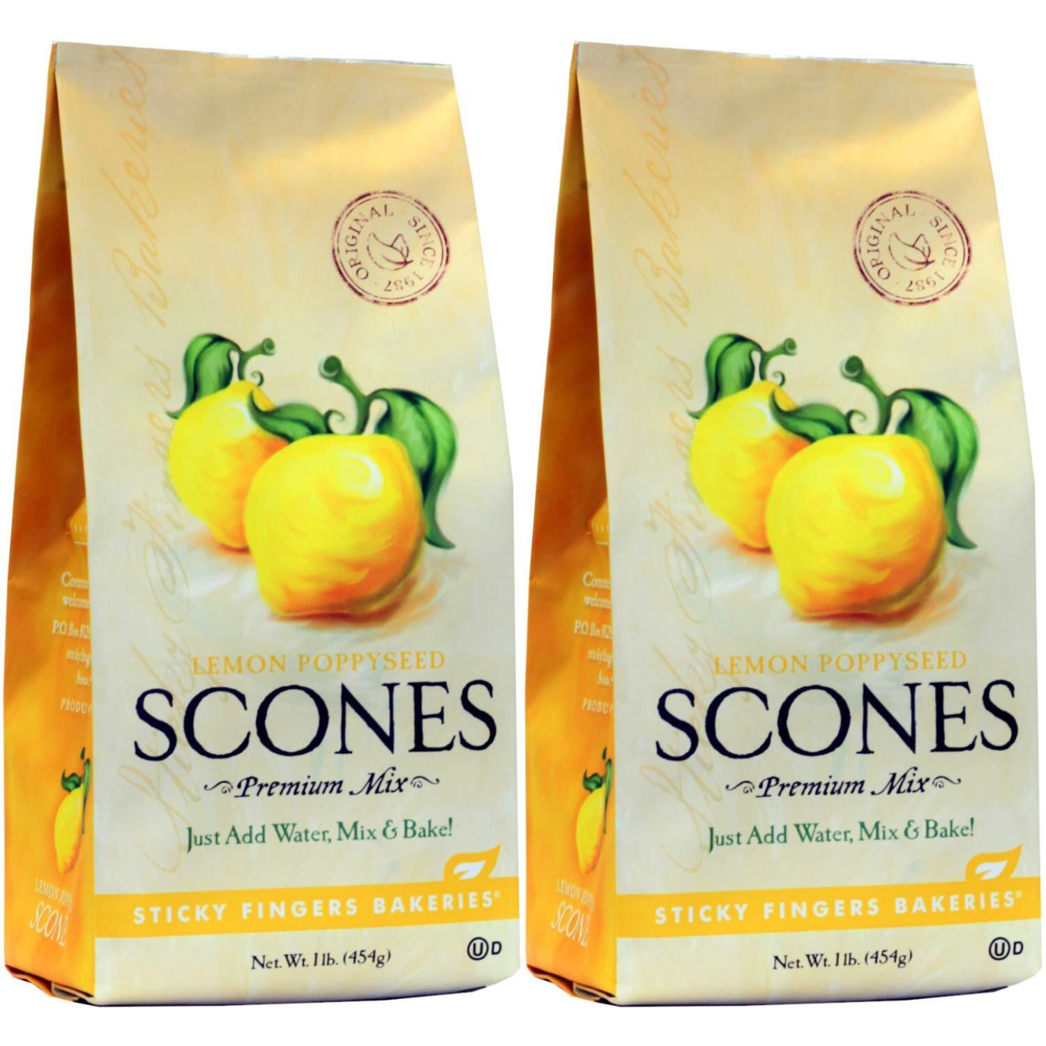 English Scone Mix, Lemon Poppyseed By Sticky Fingers Bakeries - Easy To Make English Scones Fresh Baked, Makes 12 Scones (2 Pk)