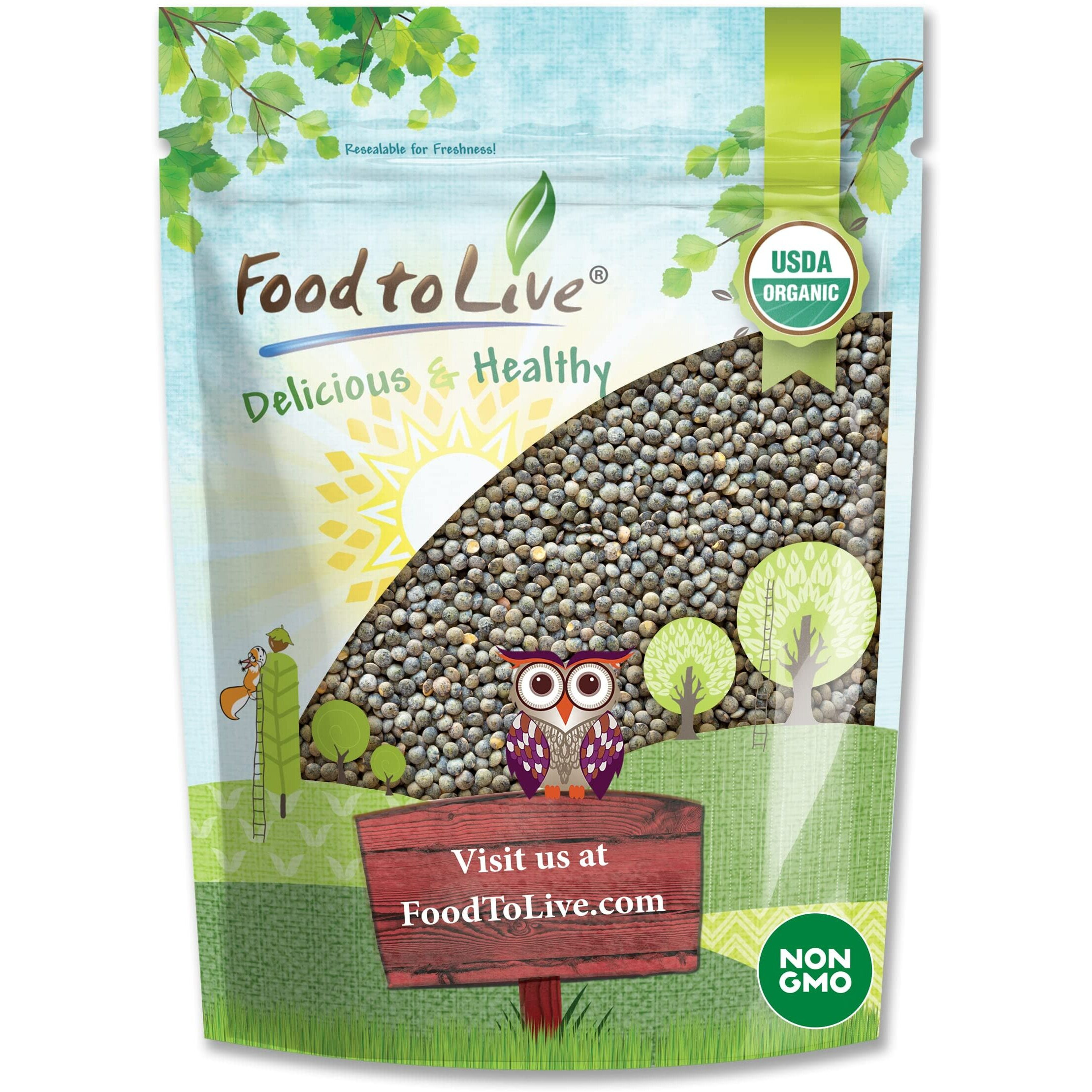 Food To Live Organic French Green Lentils, 3 Pounds - Non-Gmo, Whole Dry Beans, Raw, Sproutable, Vegan, Kosher, Bulk. Rich In Folate, Fiber, And Plant-Based Protein. Great For Soups, Chili And Curries