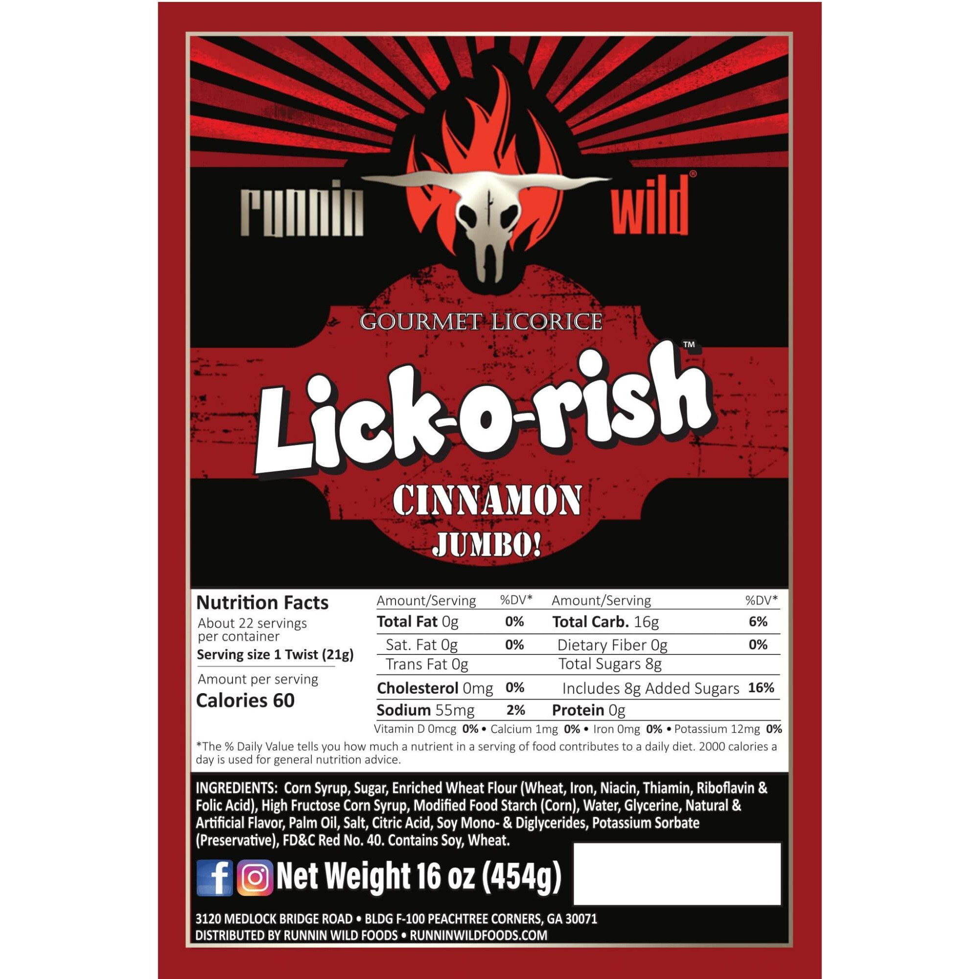 Cinnamon Licorice Twists | Lick-O-Rish, 3 Pounds Total (Set Of 3 Bags, 1 Pound Each)
