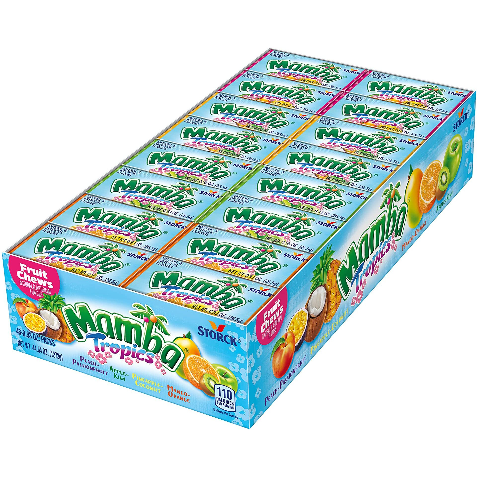 Mamba Tropics Fruit Chews Candy, 6 Pieces (Pack Of 48)