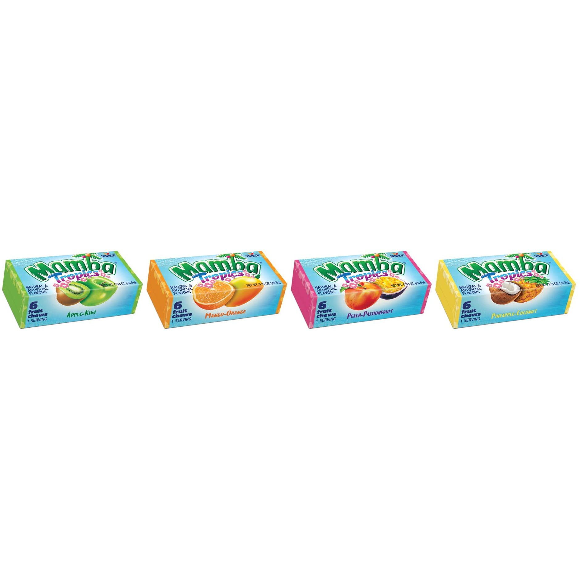 Mamba Tropics Fruit Chews Candy, 6 Pieces (Pack Of 48)