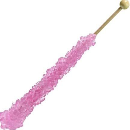 Classic Rock Candy Sticks, Sugar Rock Crystal Lollipops, Individually Wrapped (Pack Of 60, Pink Cherry)