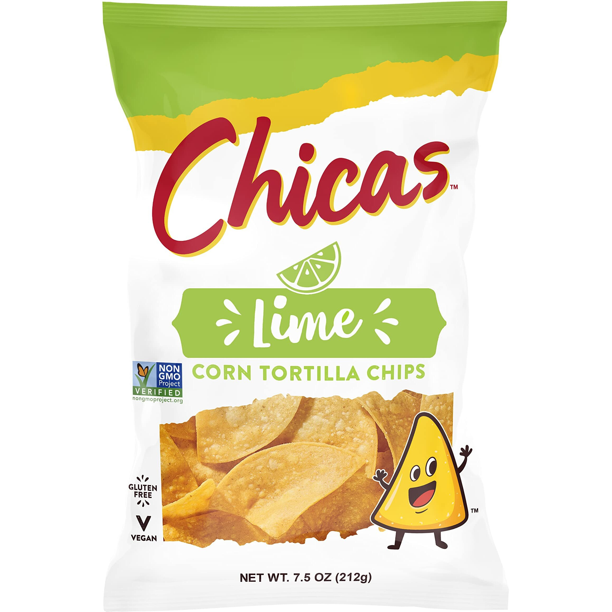 Chicas Tortilla Chips, White Corn Tortilla Chips Lime, Gluten Free, Vegan, Non-Gmo, For Dips, Spreads & More, 7.5 Ounce Bag (Pack Of 6)